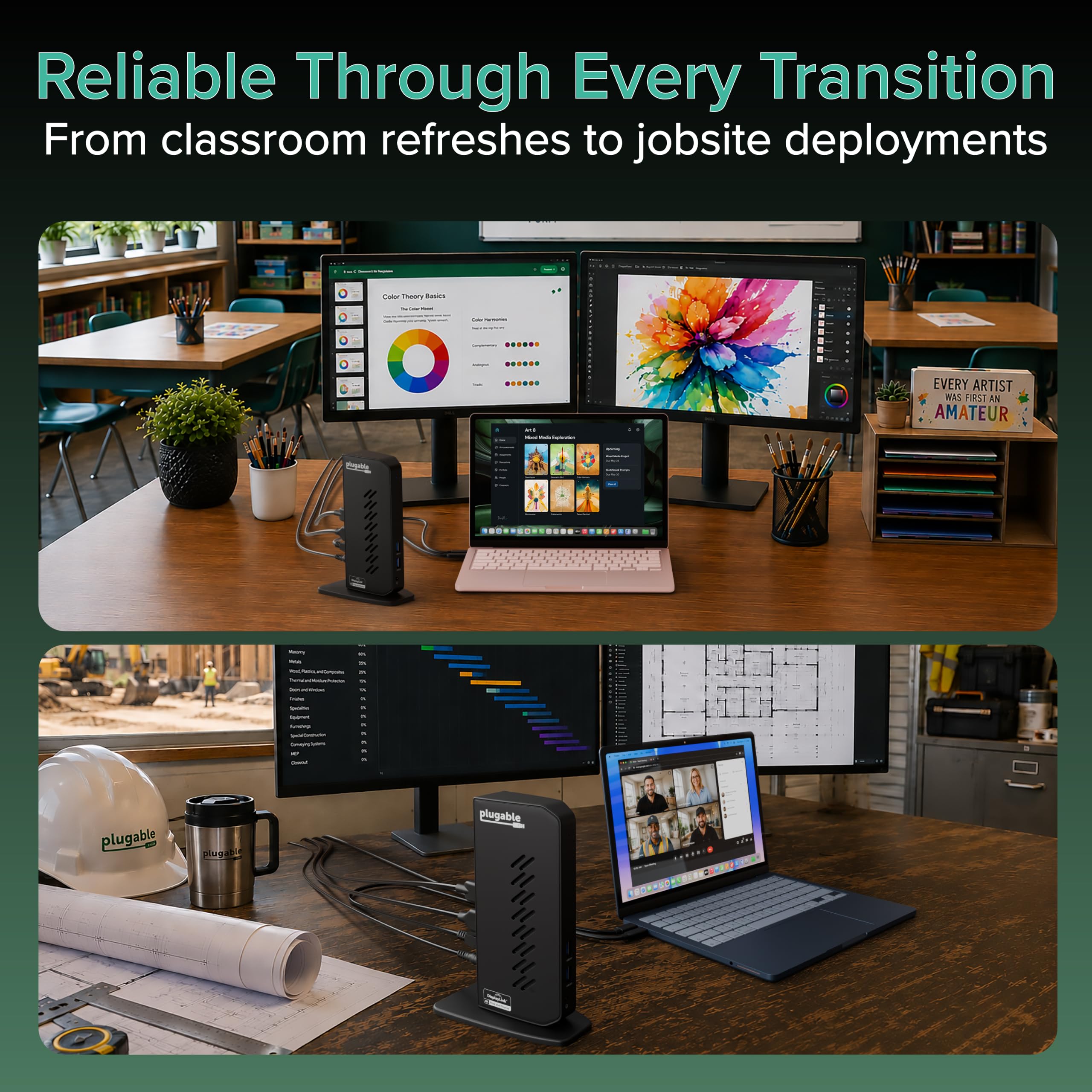 Plugable Dual Monitor Docking Station - USB-C & HDMI -3