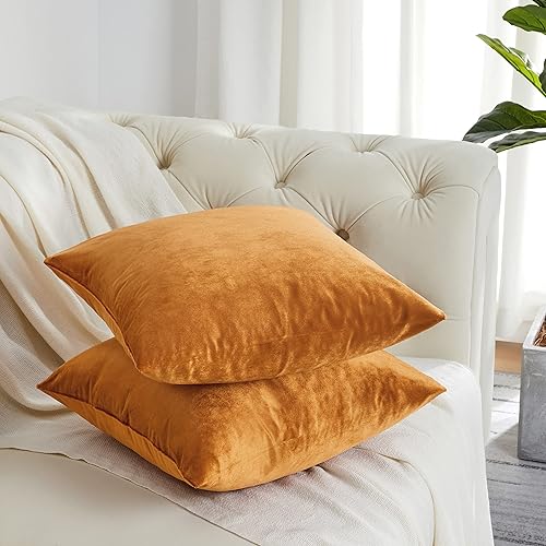 Miniatura 2 de Fundas de almohada GIGIZAZA decorativas de 26 x 26 pulgadas, fundas de almohada naranja tostado cuadradas para sofá, fundas de almohada bohemias de