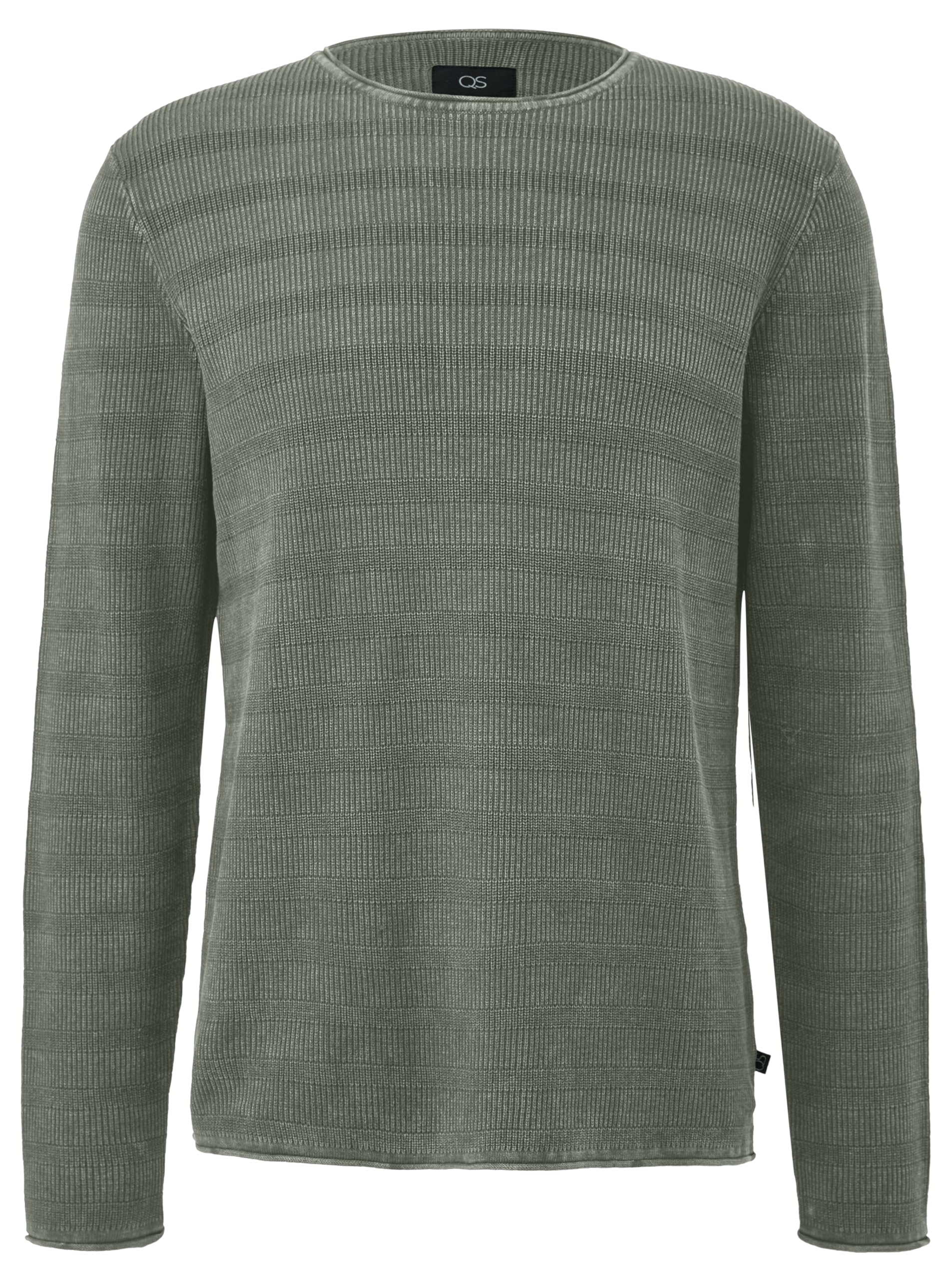 QS Gewaschener Strickpullover mit Rippstruktur