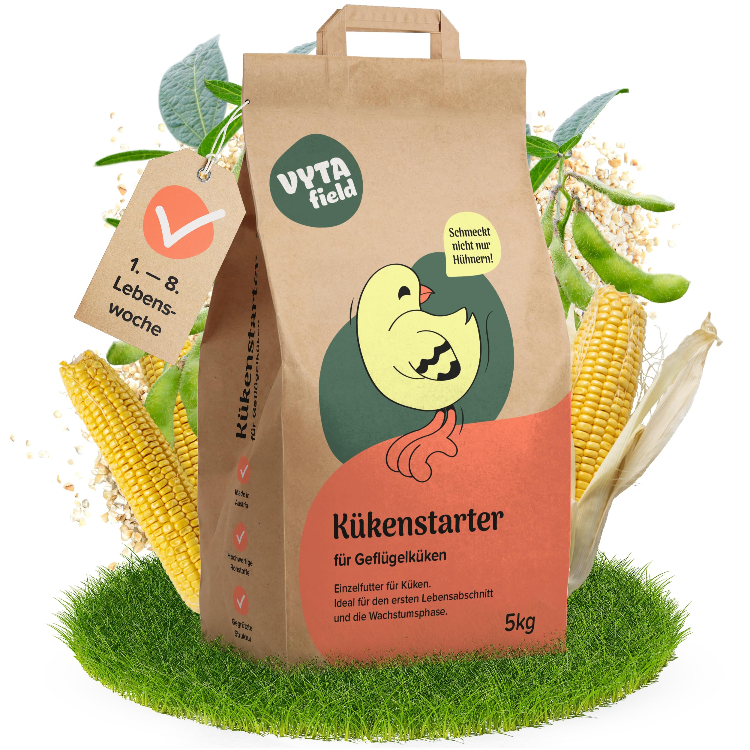 VYTAfield® Kükenstarter Futter für Geflügelküken | Kükenaufzuchtfutter für Hühner, Wachteln & Enten | 5kg Starterfutter | Hochwertige Rohstoffe | Made in Austria | Ideal 1.–8. Lebenswoche