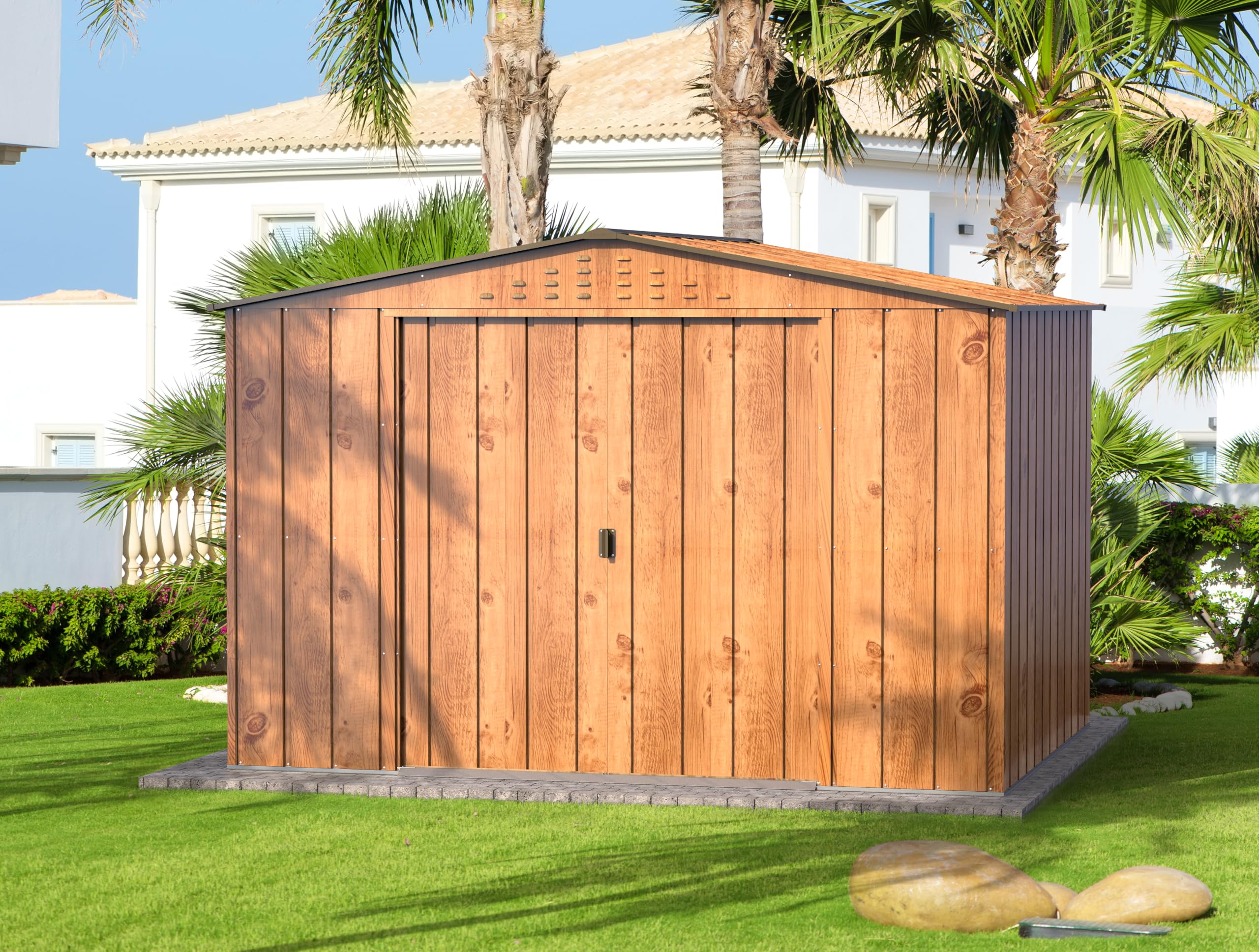 Duramax - caseta cobertizo jardín - TOP HERCULES 10x8 - Metal - color imitación madera