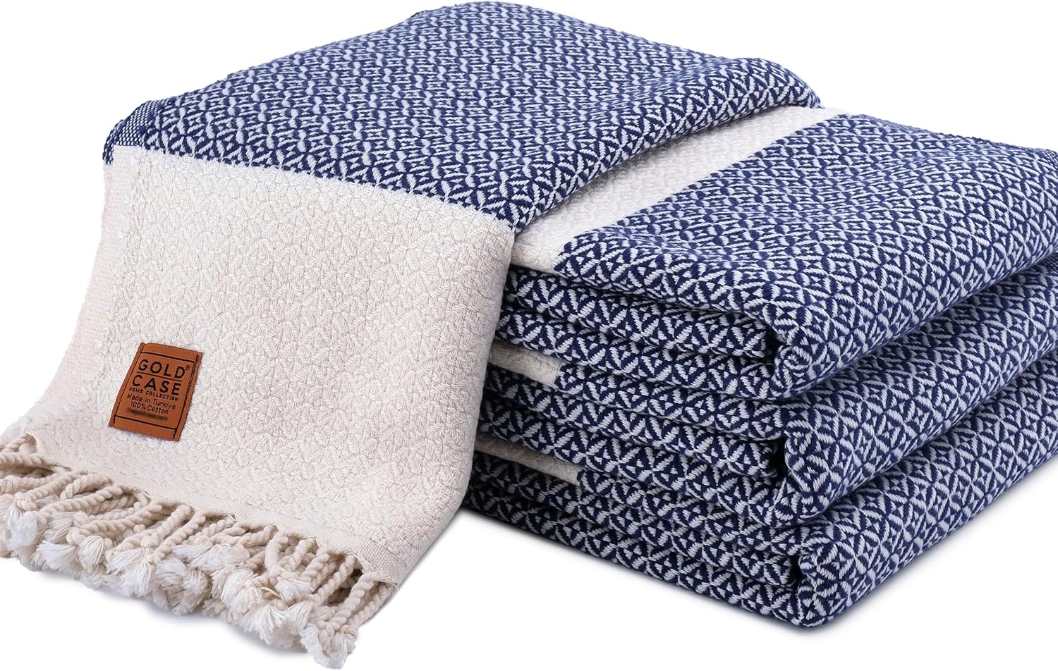 GOLD CASE Bundle of Aphrodite Beach and Hand Towel - Set of 4 - Navy Blue
