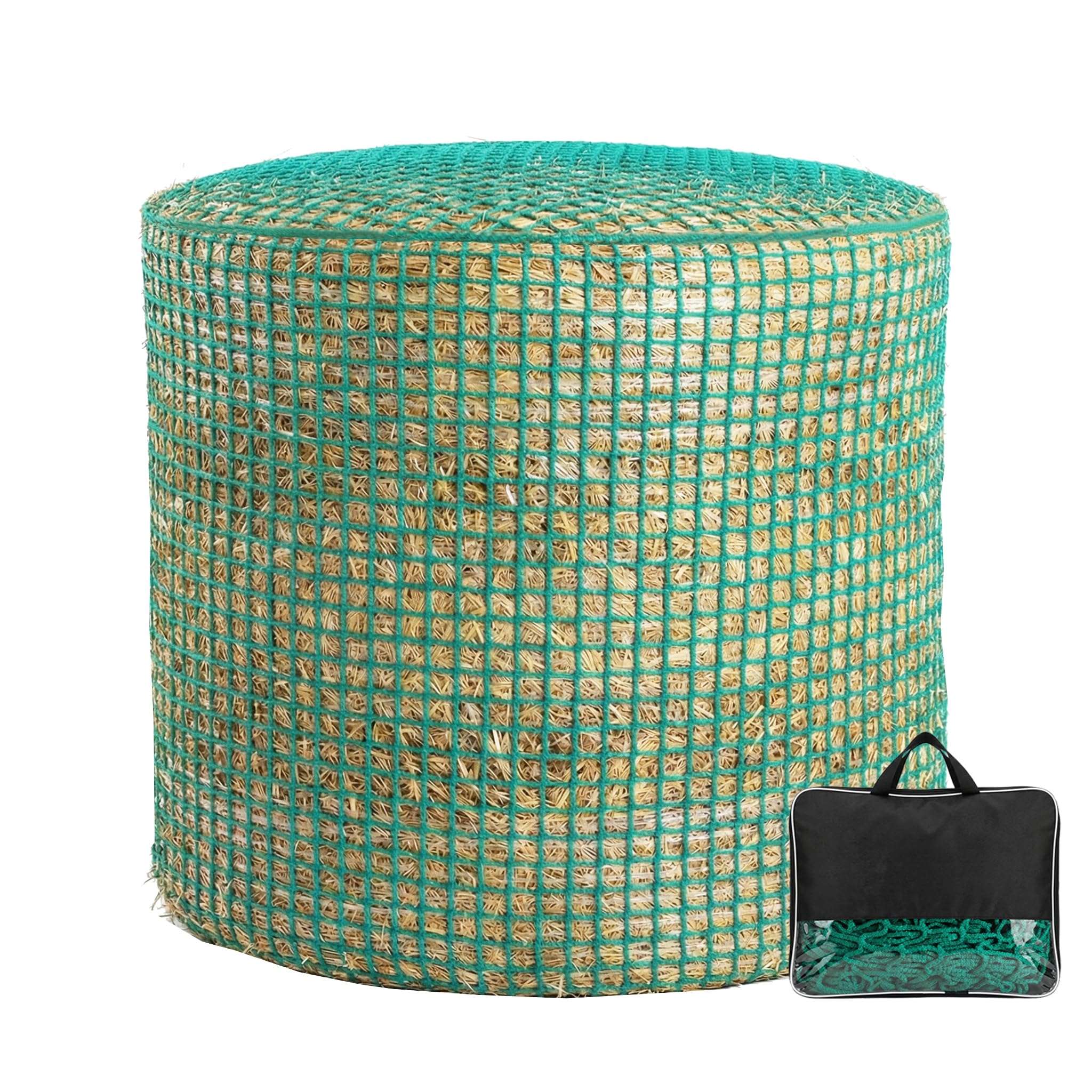 Red de heno redonda, diámetro de 120 cm, altura 120 cm, ancho de malla 4,5 x 4,5 cm, red de heno para caballos, red redonda adecuada para comedores de heno, malla estrecha, prolongación de