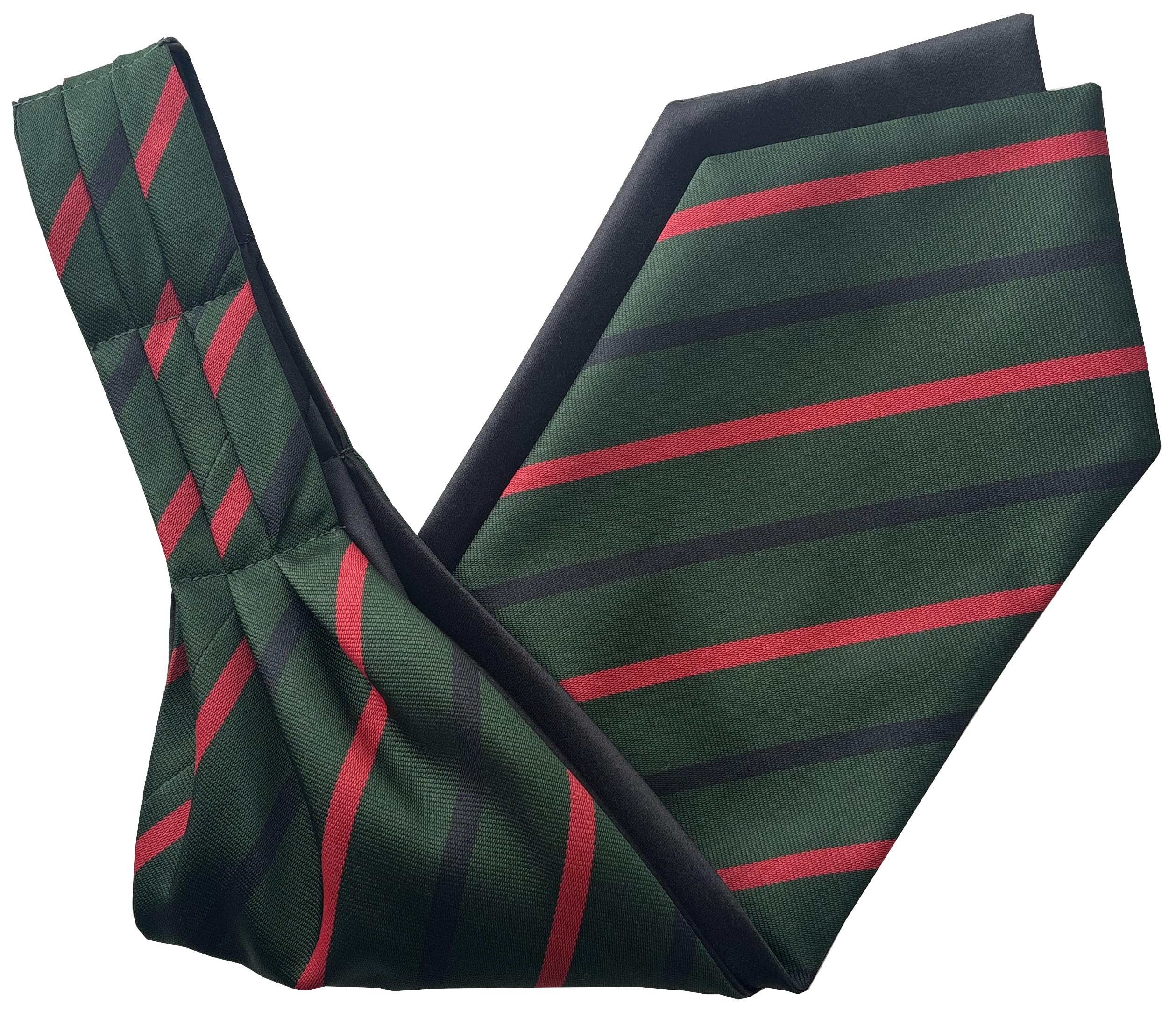 Great British Tie Club Men's Bottle Green, Red, Black Royal Green Jackets Regital Striped Ascot Cravat