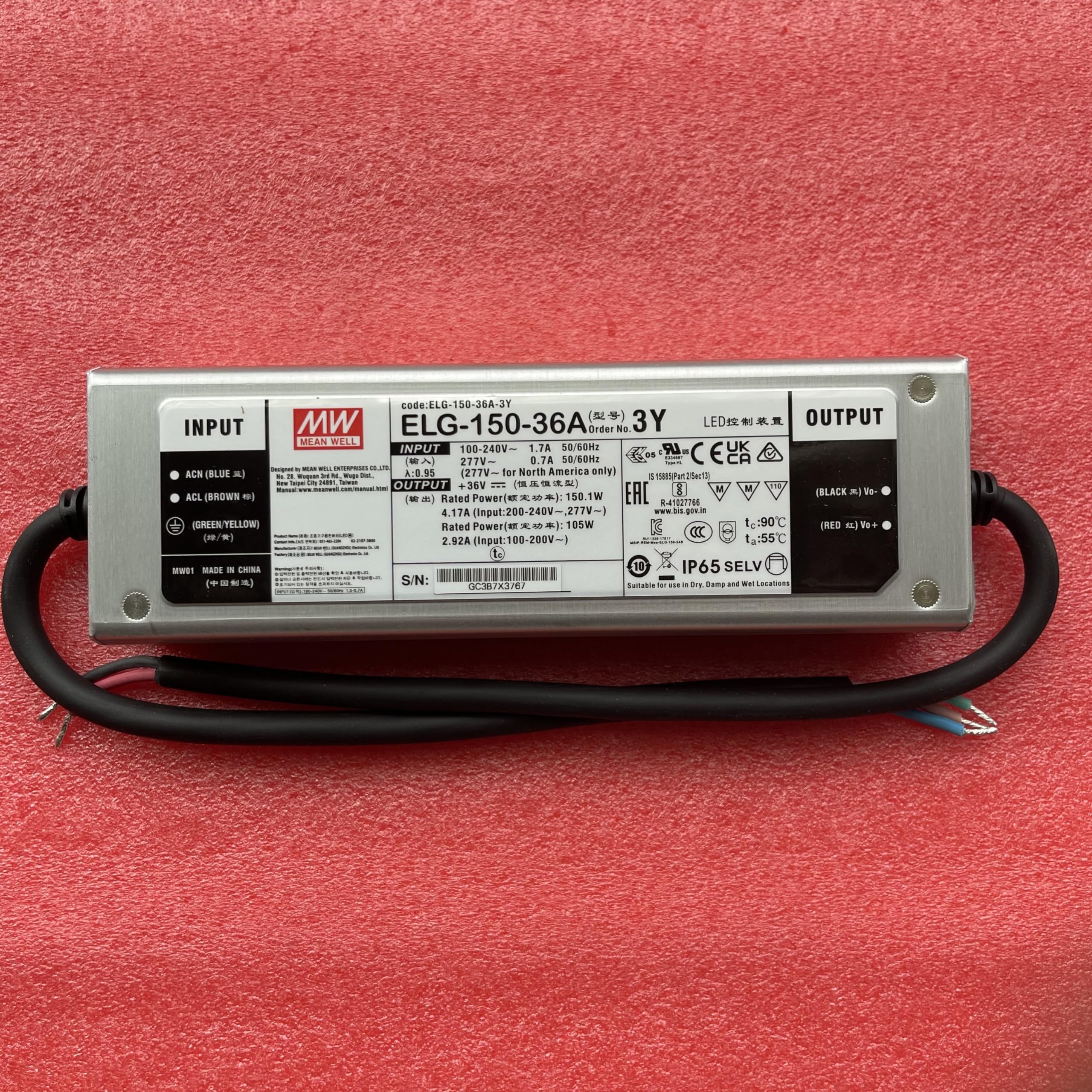 Mean Well ELG-150-36A-3Y Constant Voltage + Constant Current LED Driver ELG-150