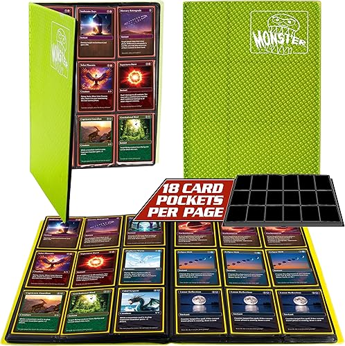 Vista 12 de Monster Binder - Álbum de tarjeta coleccionables, 9 bolsillos para tarjetas, retiene 360 de Yugioh, Magic, y Pokémon Páginas blancas Holofoil