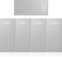 KITANIS Diamond Sharpening Stone Set - 5 Pcs 400/600/800/1000/1200 Grit w/ Honeycomb Design & Non-Slip Base for Knives