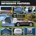 Tente de camping universelle NEH pour SUV - Capacité de couchage jusqu'à 8 personnes, comprend une toile de pluie et un sac de rangement - Tente de voiture, tente de hayon, tente de glamping - 8'L x 8'W x 7,2'H gris et bleu