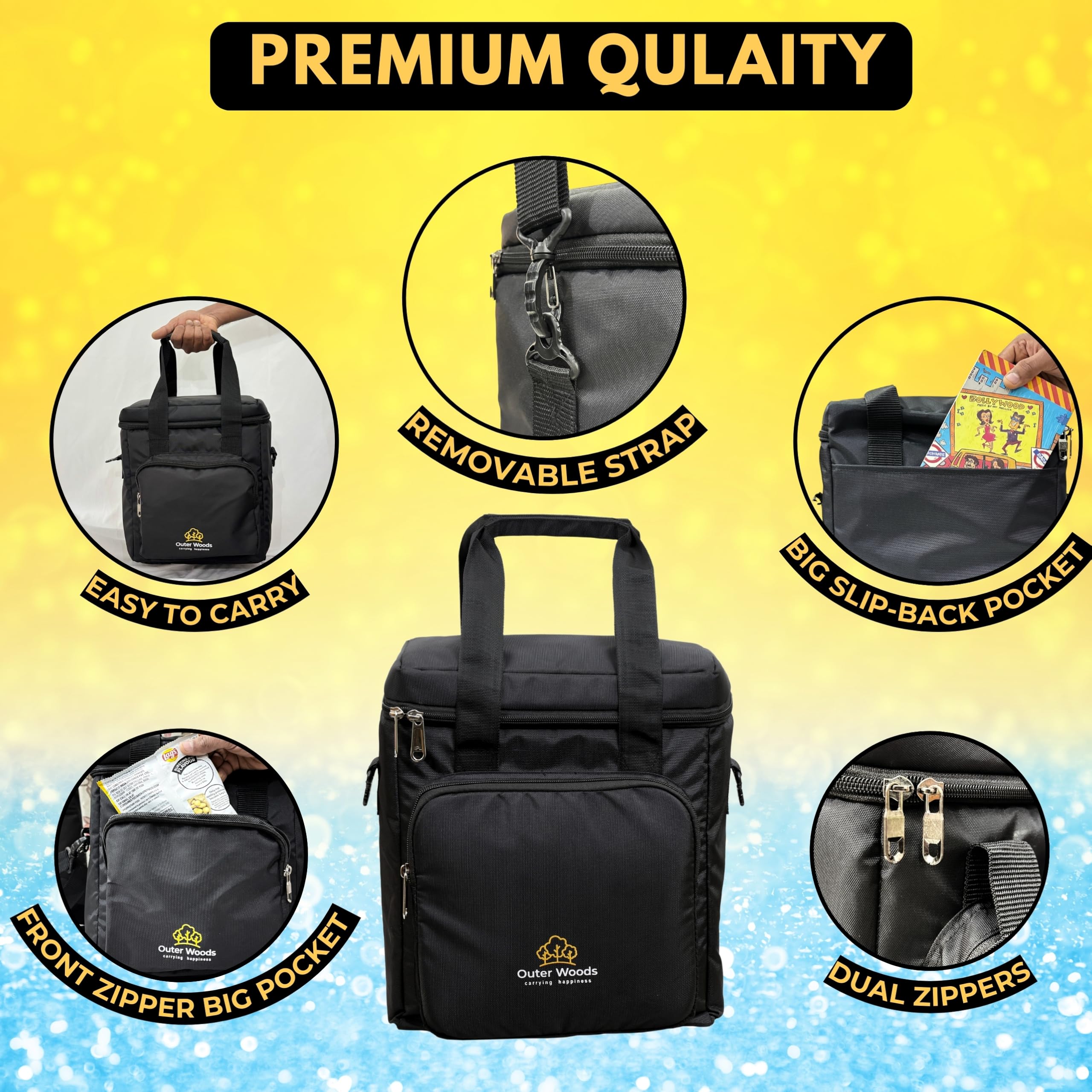 Bolsa térmica aislada para 6 botellas con paquetes de gel de hielo, portador de vino y cerveza, se adapta a 6 botellas de tamaño completo