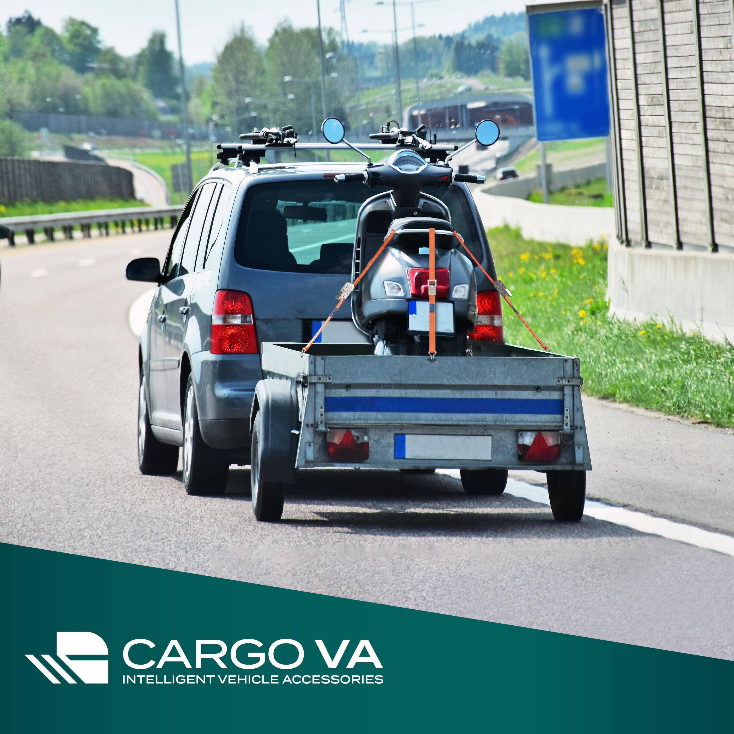 CargoVA® Juego de 4 Correas con Trinquete 25 mm x 10 m 800 kg Naranja