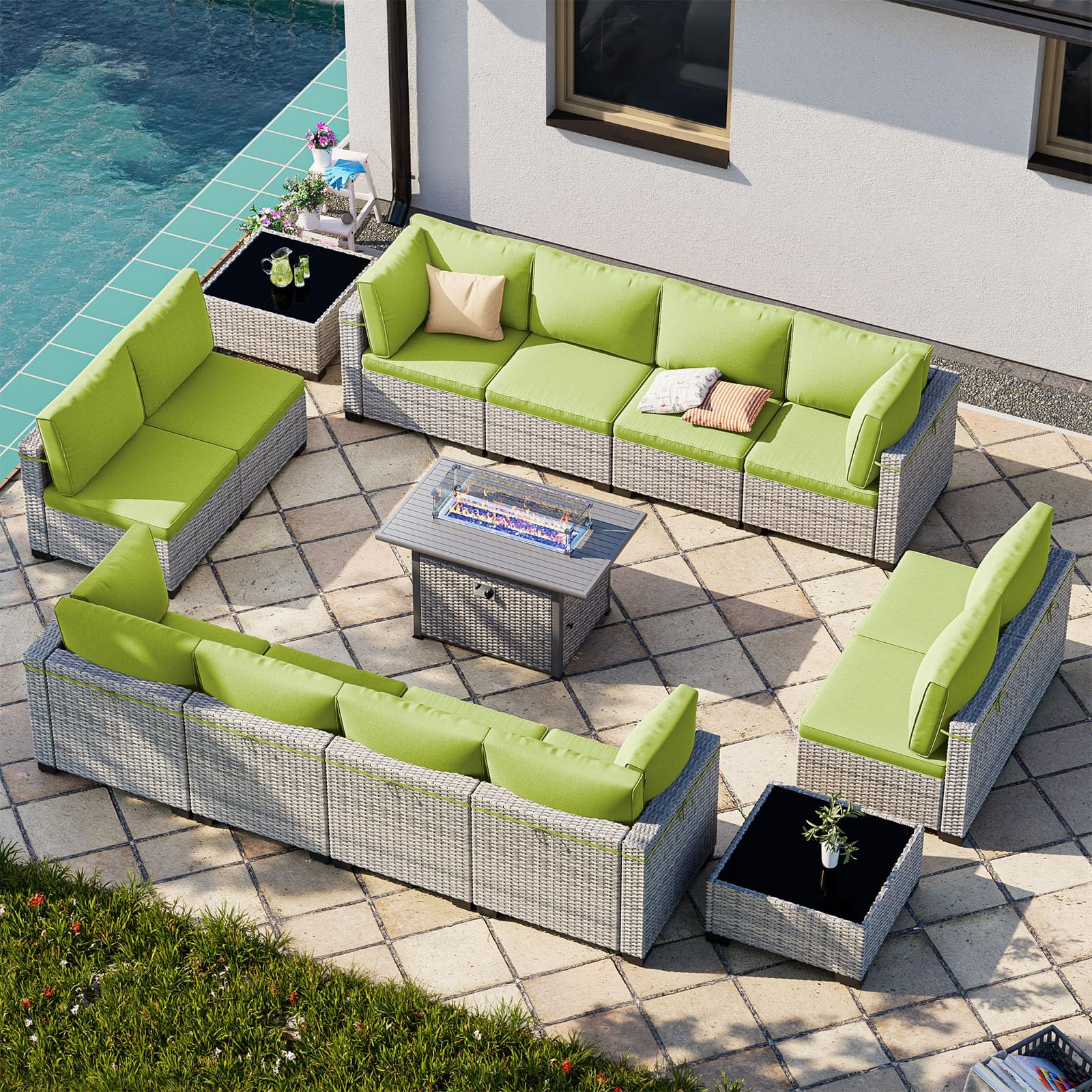 Outdoor PE Wicker Rattan Modular Patio Sectional Sofa Set