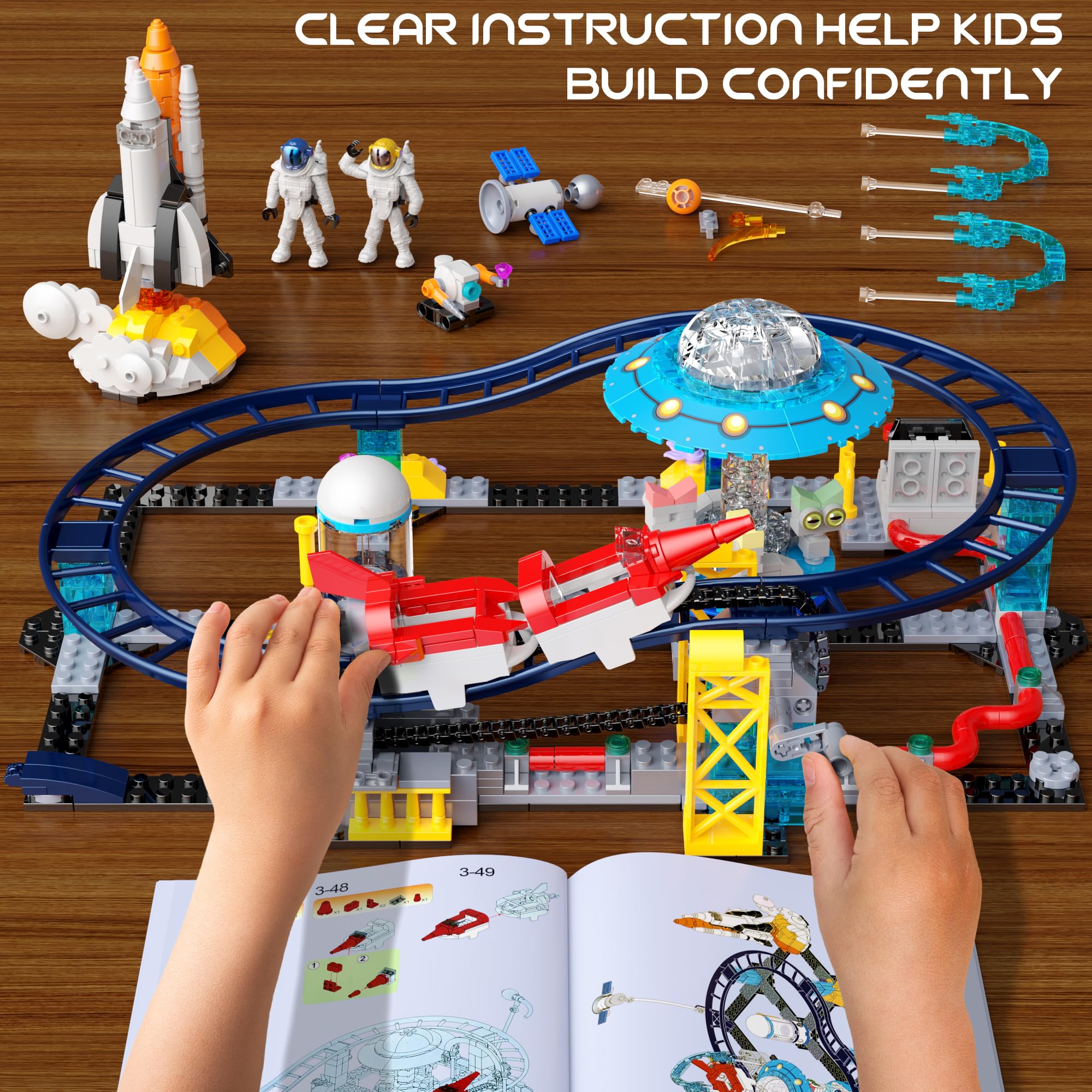Amazon.com: HIEMAO 2 in 1 Space Roller Coaster Building Set for