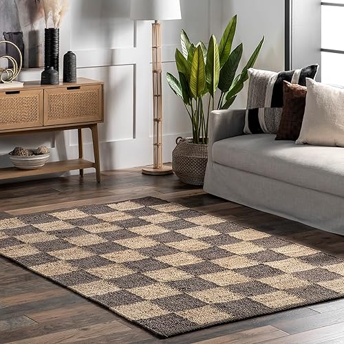 Miniatura 48 de nuLOOM Pandora - Alfombra de yute de diamante de 2 x 8 pies, alfombra de yute de inspiración mundial para comedor, sala de estar, entrada, pasillo