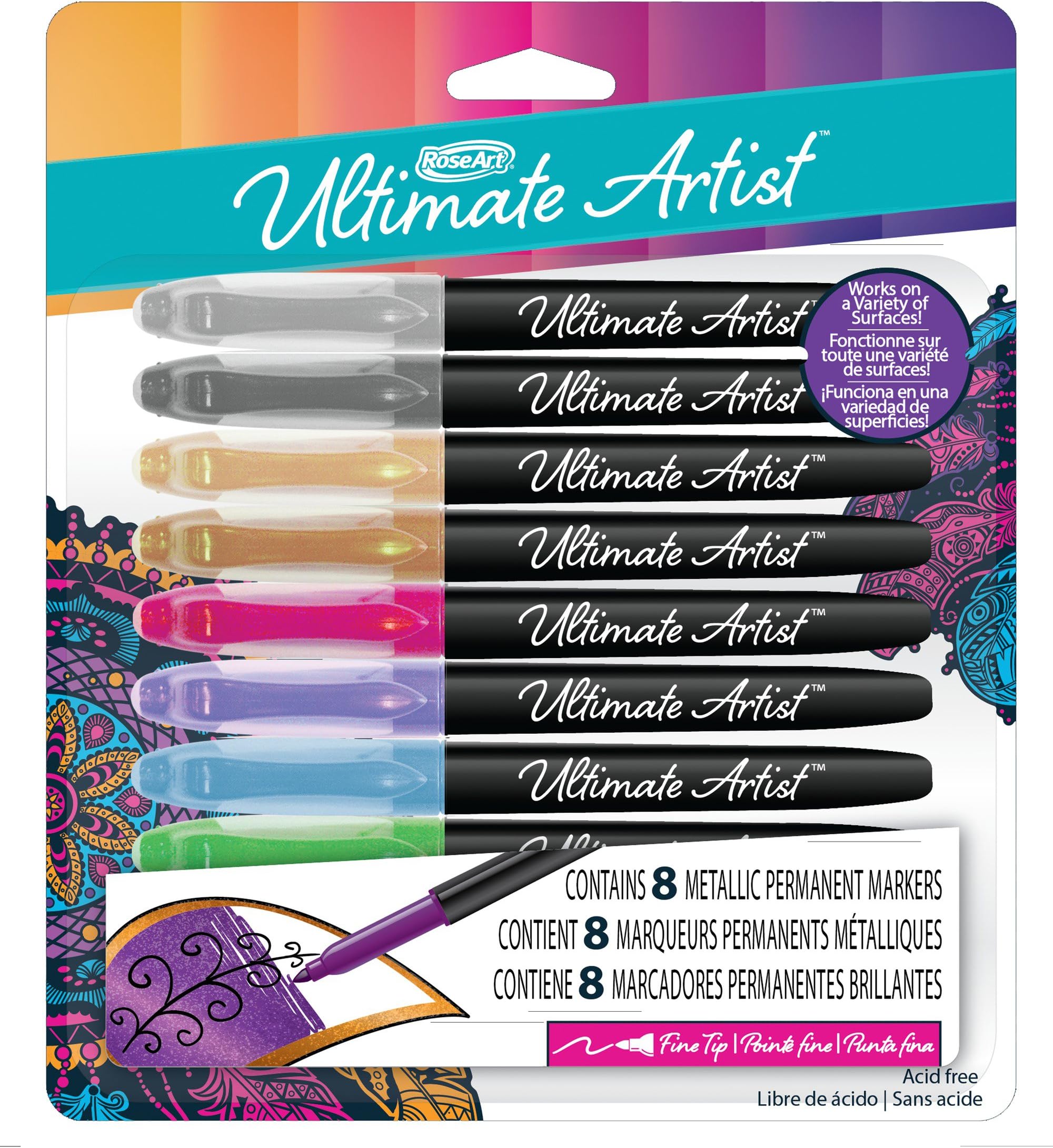 RoseArt Ultimate Artist Metallic Permanent Markers (8 Count)