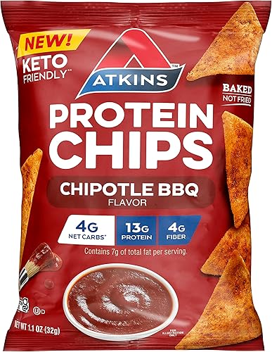 Atkins Chips de proteína barbacoa Chipotle apto para Keto horneado no frito 12 unidades