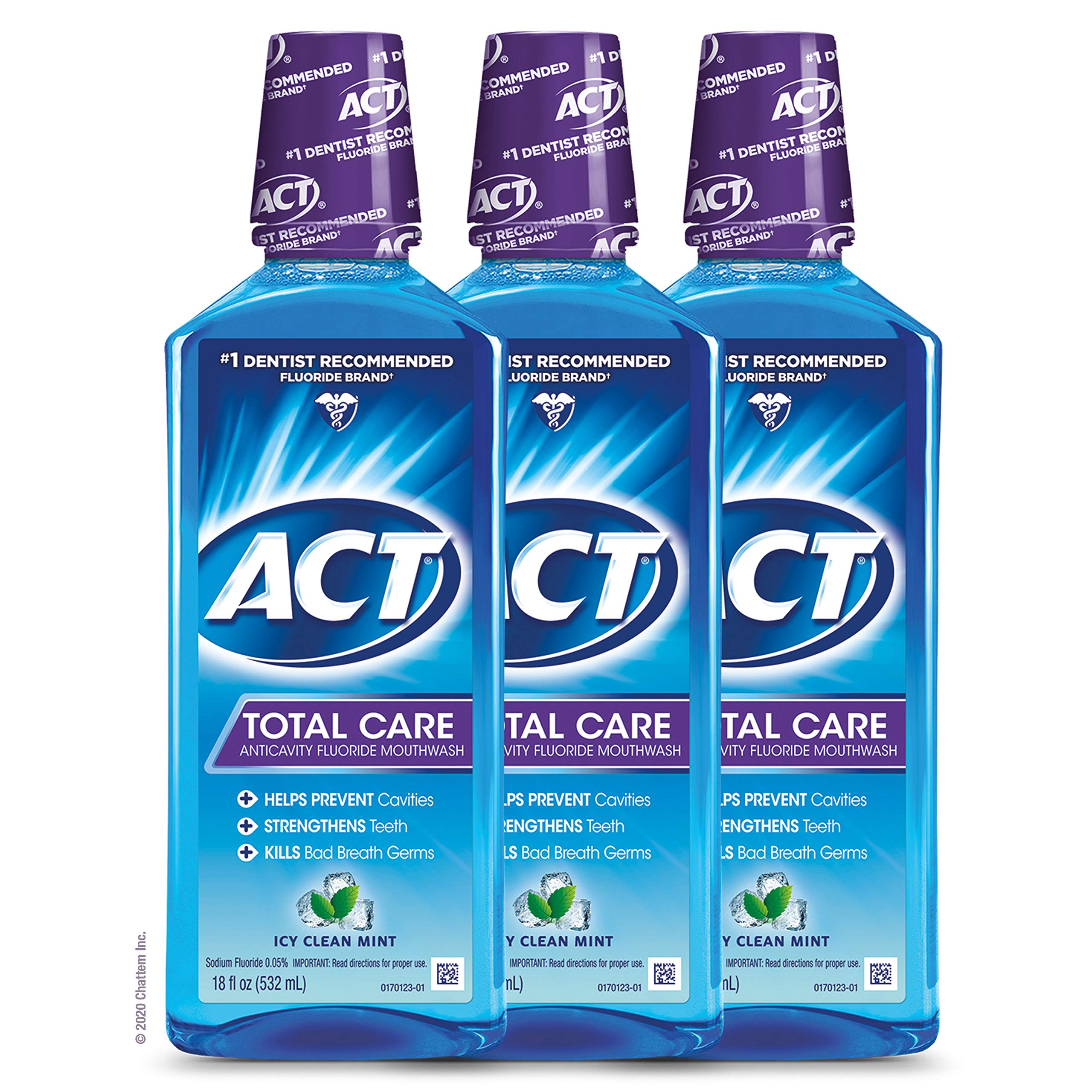 Buy ACT Total Care Anticavity Fluoride Mouthwash 18 fl. oz. Kills Bad Breath Germs, Icy Clean