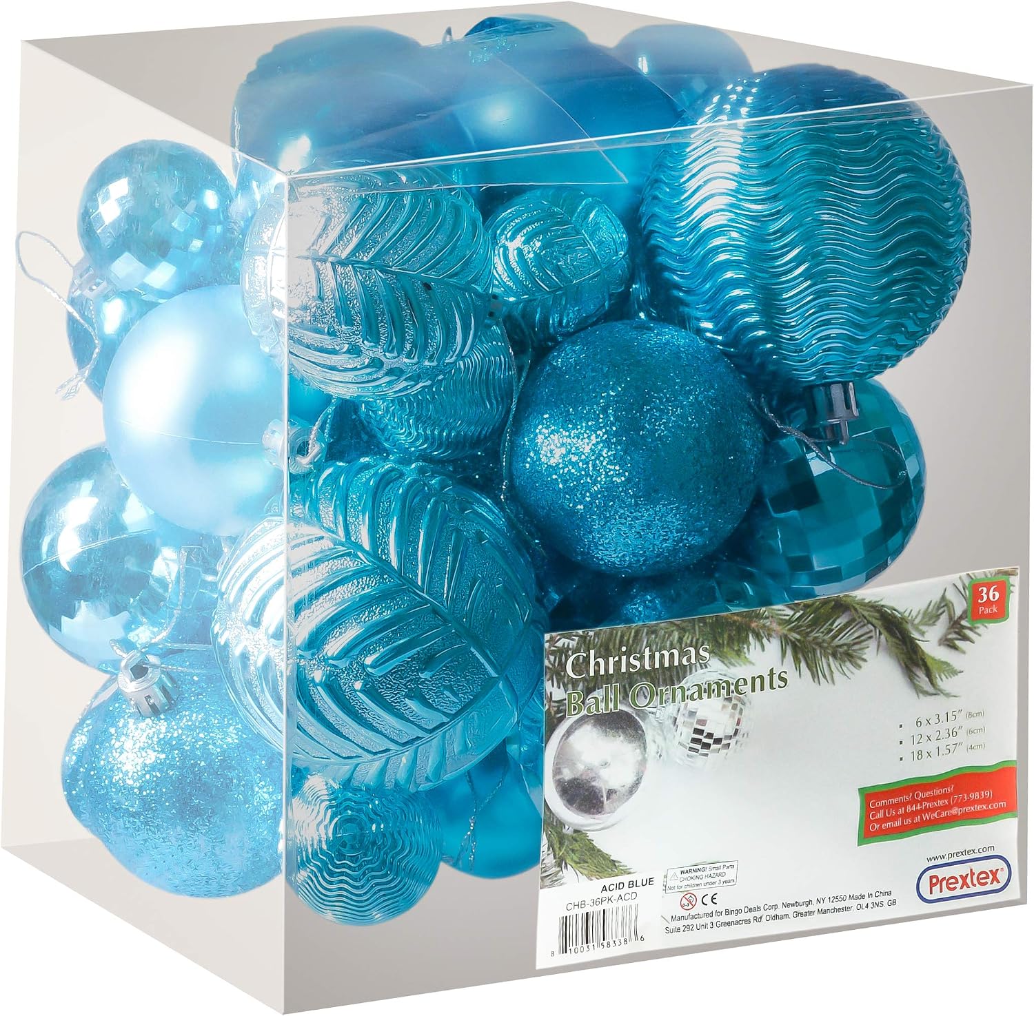 Prextex Acid Blue Christmas Ball Ornaments for Christams Decorations - Image 3