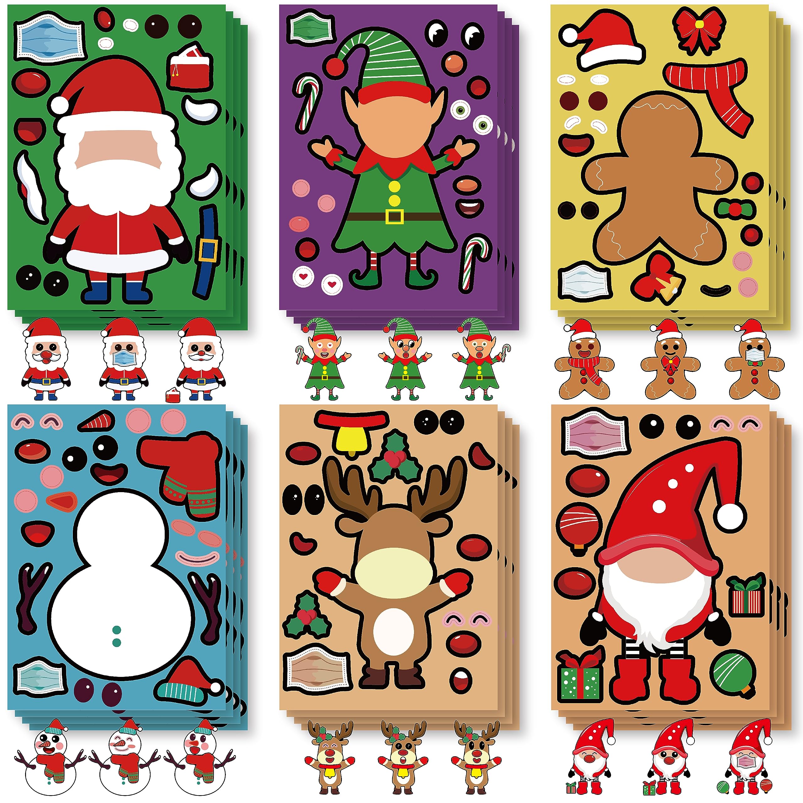 Christmas Stickers for Kids -12 Sheets Make a Face Crafts Sticker Sheets,Birthday Party Favor Supplies and Toys Gifts … …