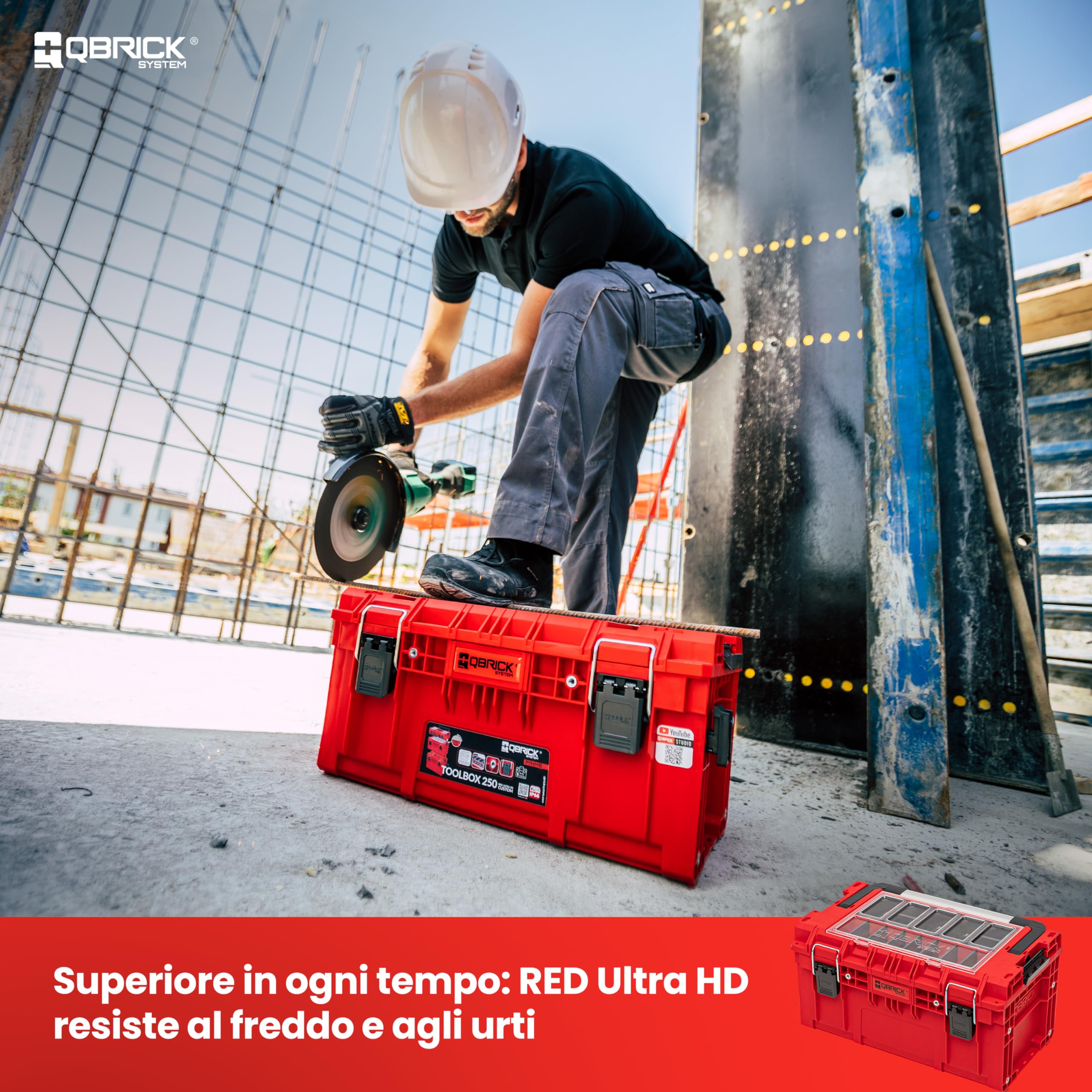 QBRICK SYSTEM Cassetta Attrezzi Vuota Porta PRIME RED Ultra HD Rosso 570 x 340 x 295 mm