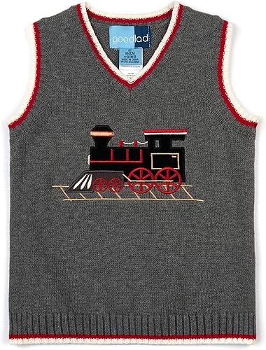 Miniatura 2 de Good Lad Conjunto de chaleco de tres piezas con apliques de tren navideño para niños recién nacidosinfantiles