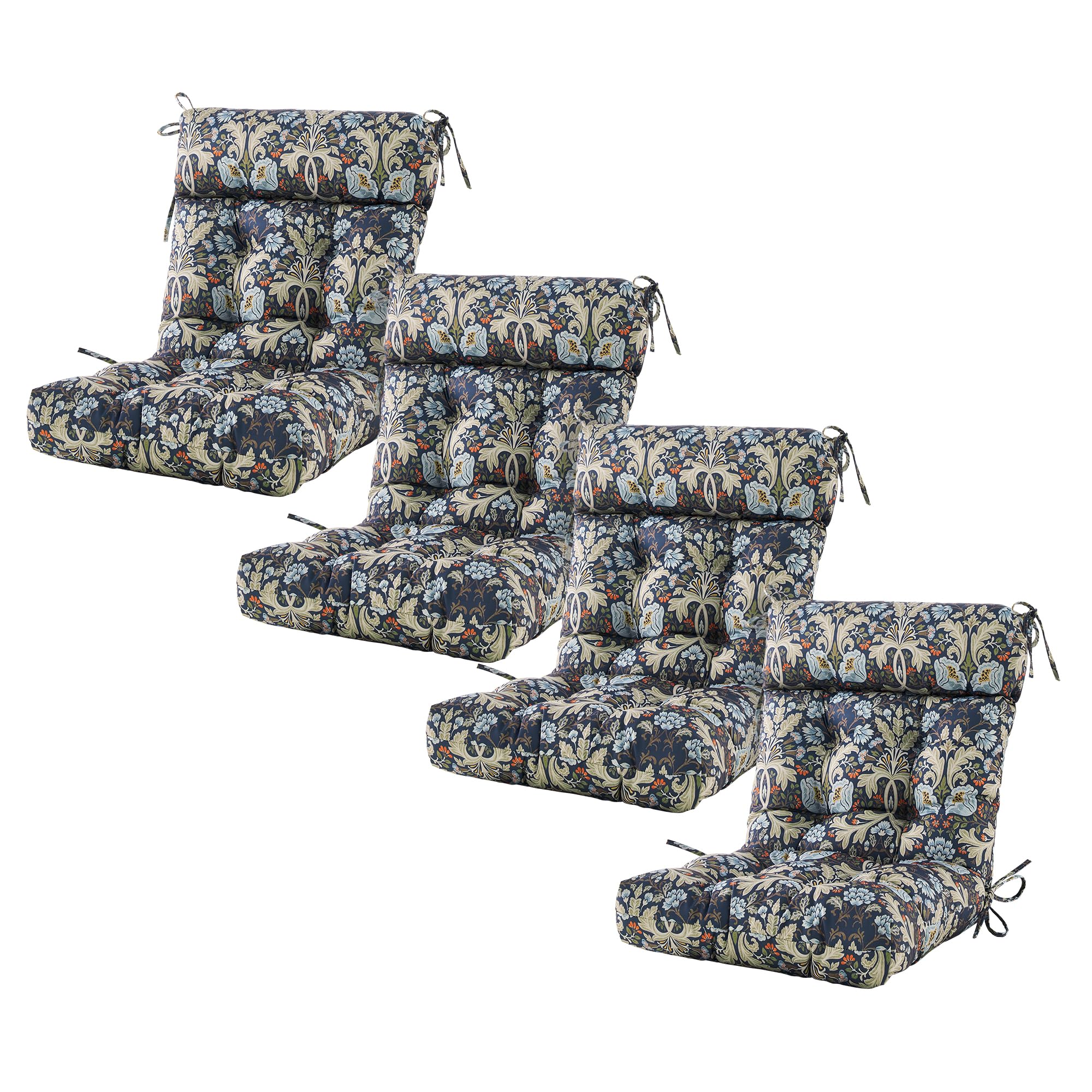 ARTPLAN Outdoor Chair Cushion,Tufted Adirondack Patio Chair Cushion,Wicker High Back Outdoor Seat Cushion,Set of 4,44" L x 21" W x 4" H (4 Pack),