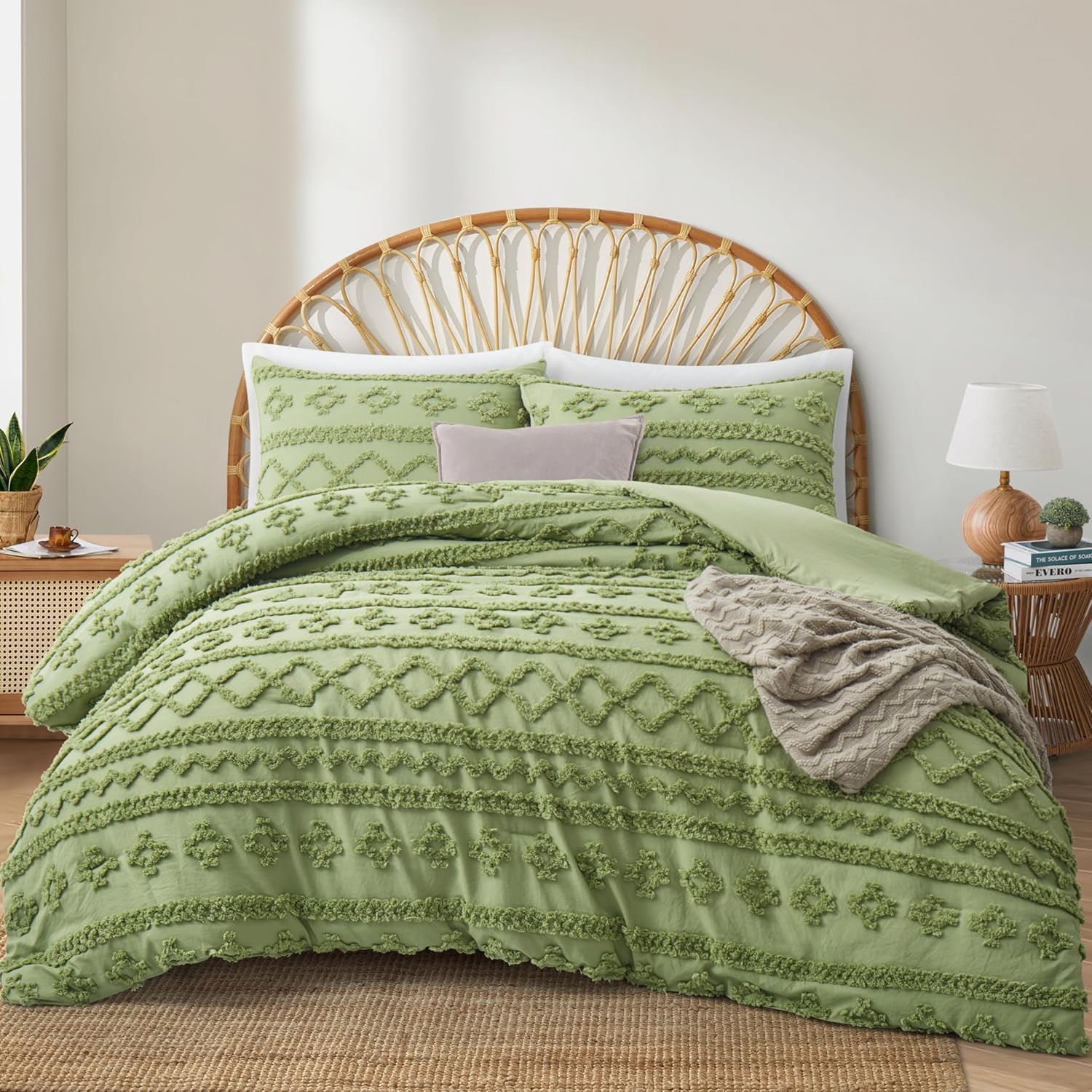 Oli Anderson Sage Green King Comforter Set Tufted Bedding