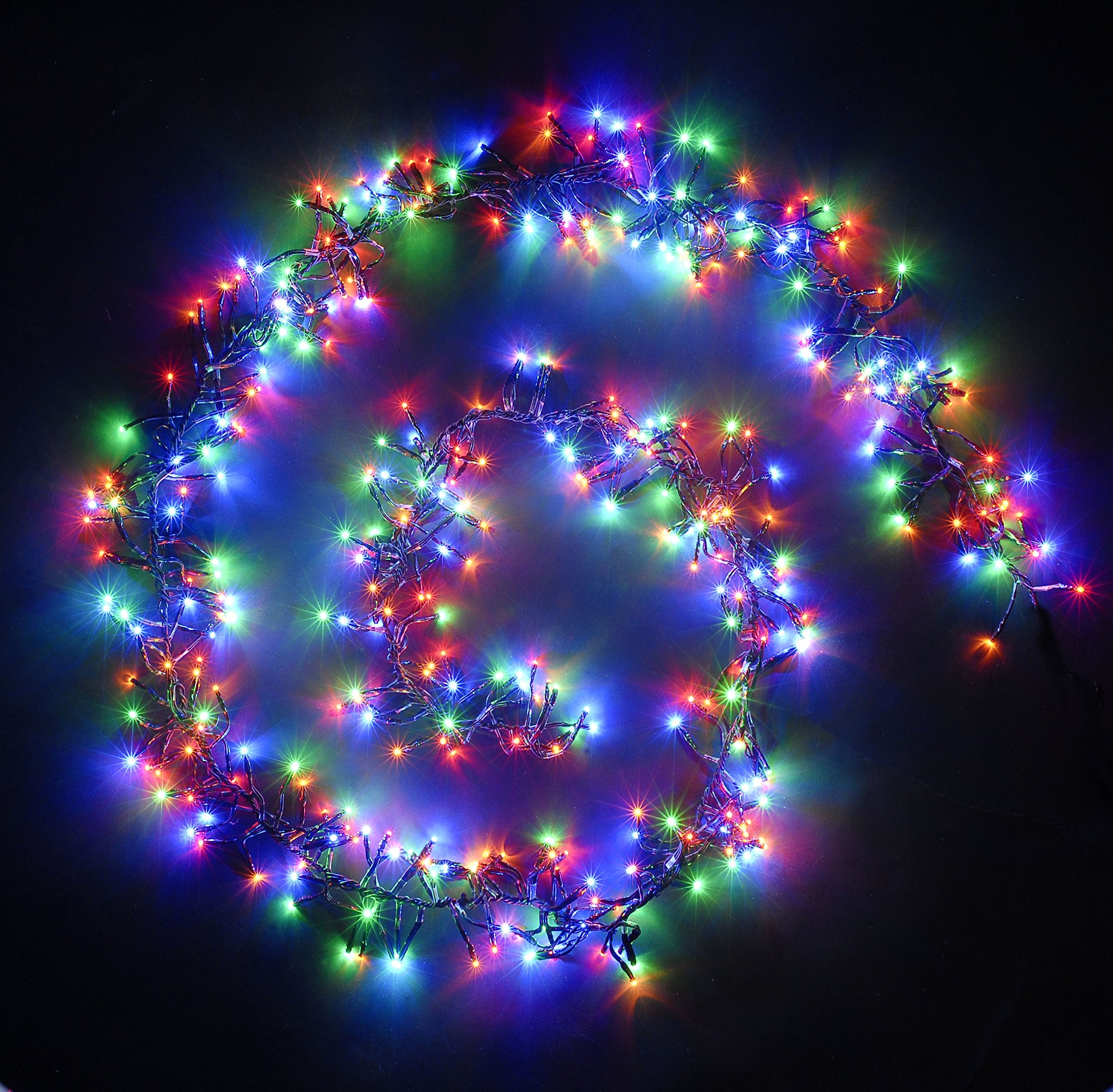 Best Artificial 15m Multi-Coloured Connectable Cluster LED Outdoor Waterproof String Lights Mains UK Plug 8 Multi-Function Xmas Garden Christmas Party Fairy