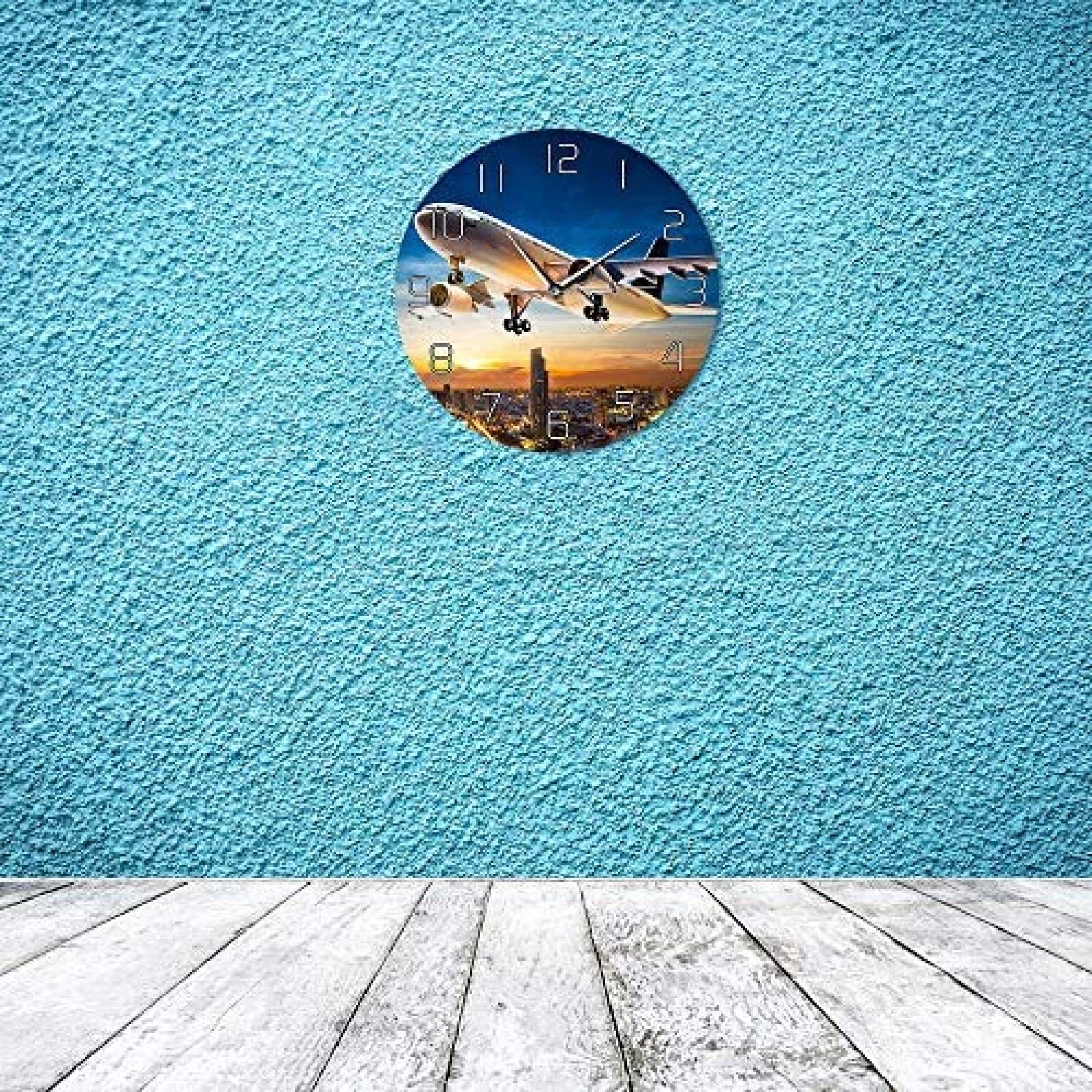 Amazon.co.jp: 飛行機壁掛け時計エアジェット飛行機上空を飛ぶ街の