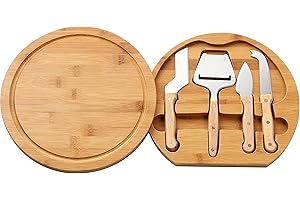 Juvale Bamboo Small Cheese Board & Knife Set: Premium Charcuterie Board