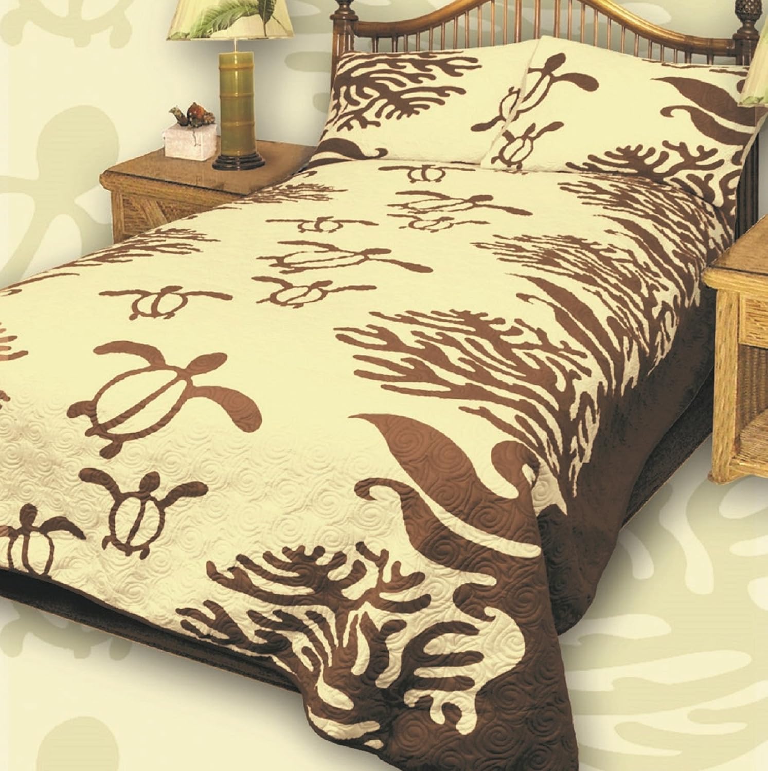 Kauhale Living King Hawaiian Quilt Bedding Comforter with