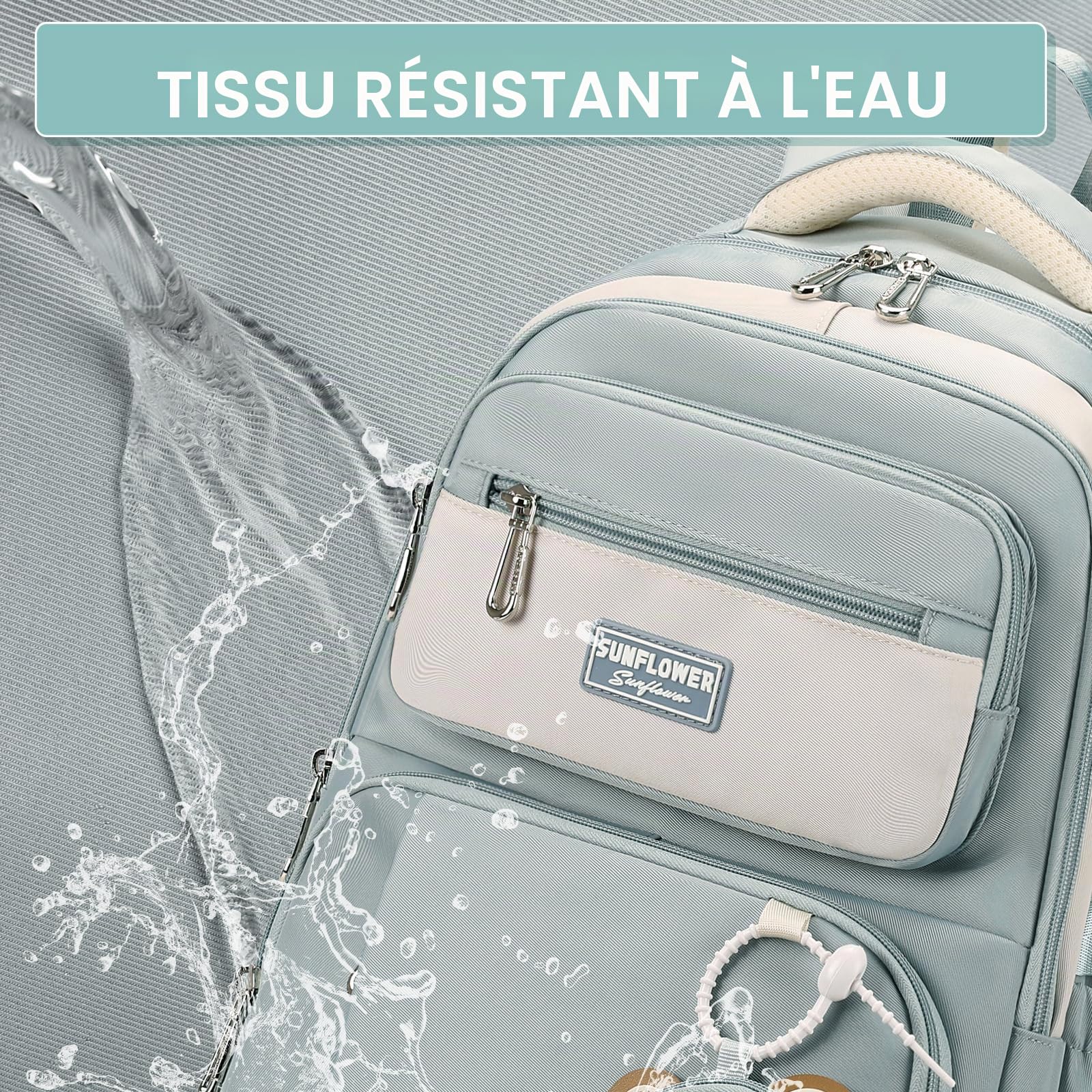 Amythe Sac à Dos pour Enfants de L'école Primaire CM1 CM2, 40L Cartable Fille Collège, Grand Sac Ecole pour Filles de 10 à 18 Ans avec Joli Porte-monnaie, Adapté aux Chariot