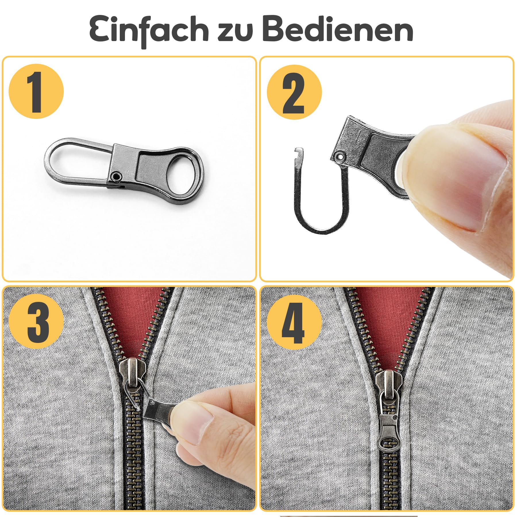 20 Stück Reißverschluss Anhänger - Metall Zipper Ersatz In 5 Farben