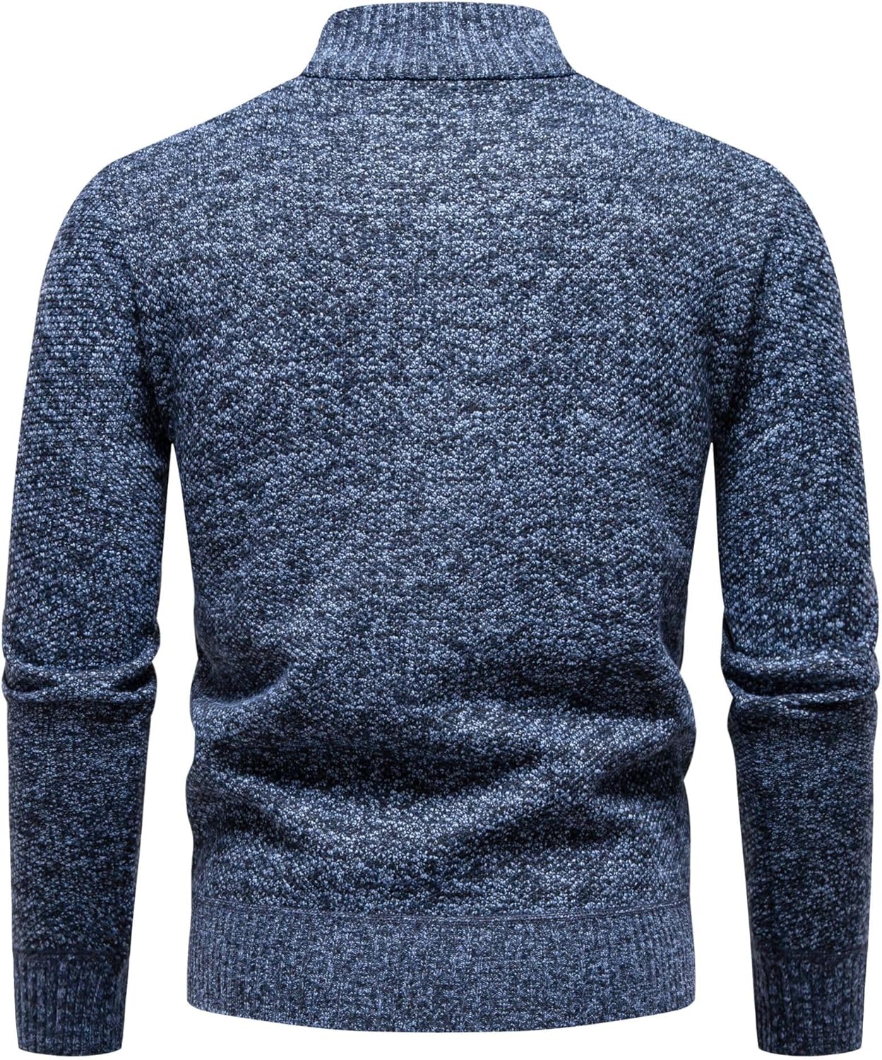 Men's Quarter Zip Pullover Mock Neck Long Sleeve Knitted Sweaters Casual Slim Fit Polo Sweater - Image 3