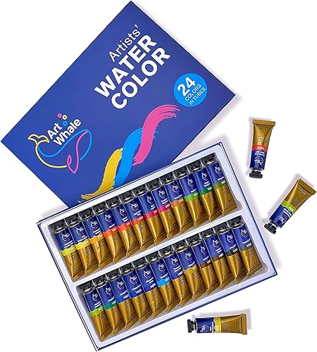 ArtWhale - Juego de pintura de acuarela en tubos de 05fl oz05 onzas 24 colores  Juego de pintura de calidad profesional para principiantes artistas