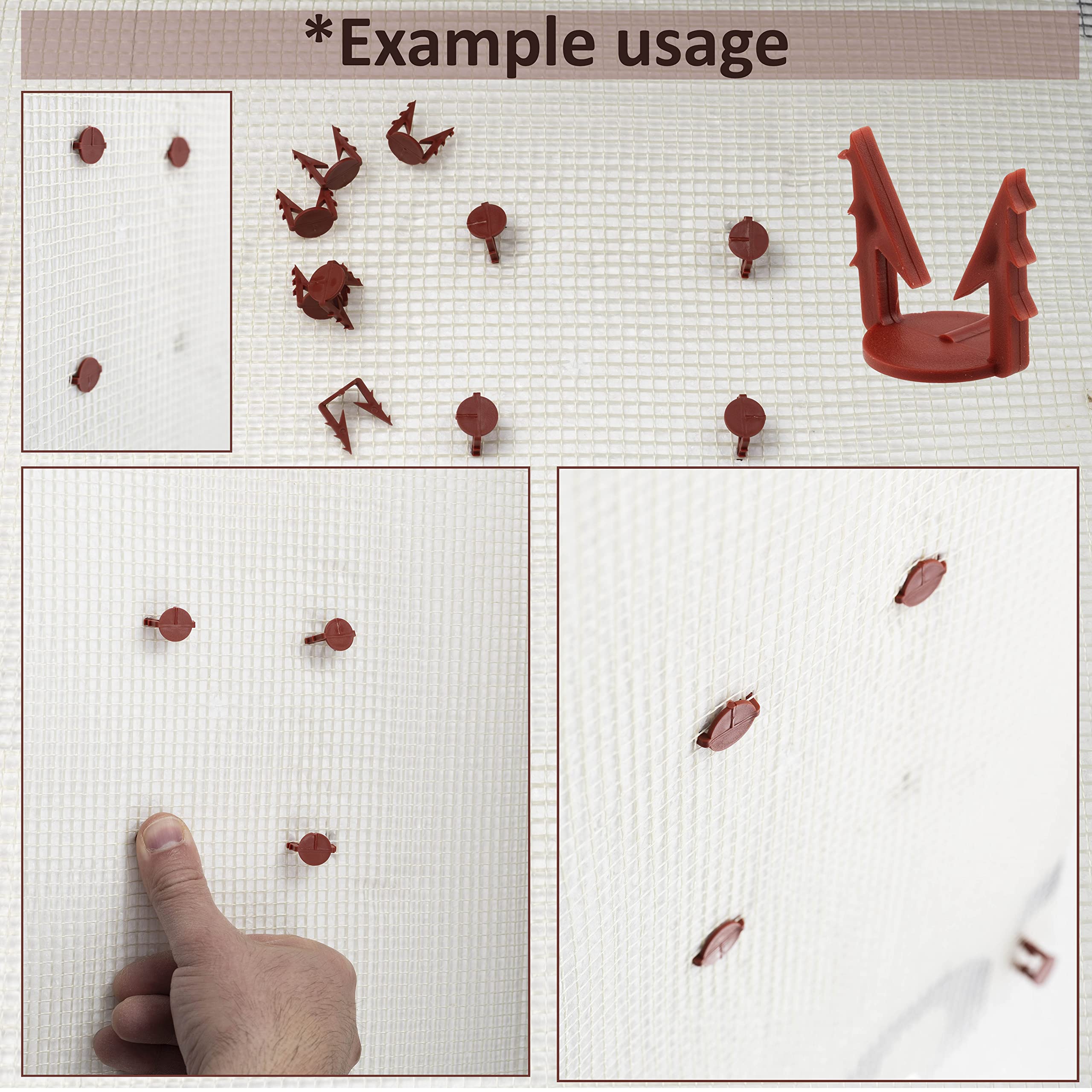 AERZETIX - C65199 - Set di 100 clip di fissaggio per rete/traliccio armato in fibra di vetro Ø14x20mm - in plastica - piastra polistirene espanso estruso lavoro supporto intonaco edilizio stucco colla