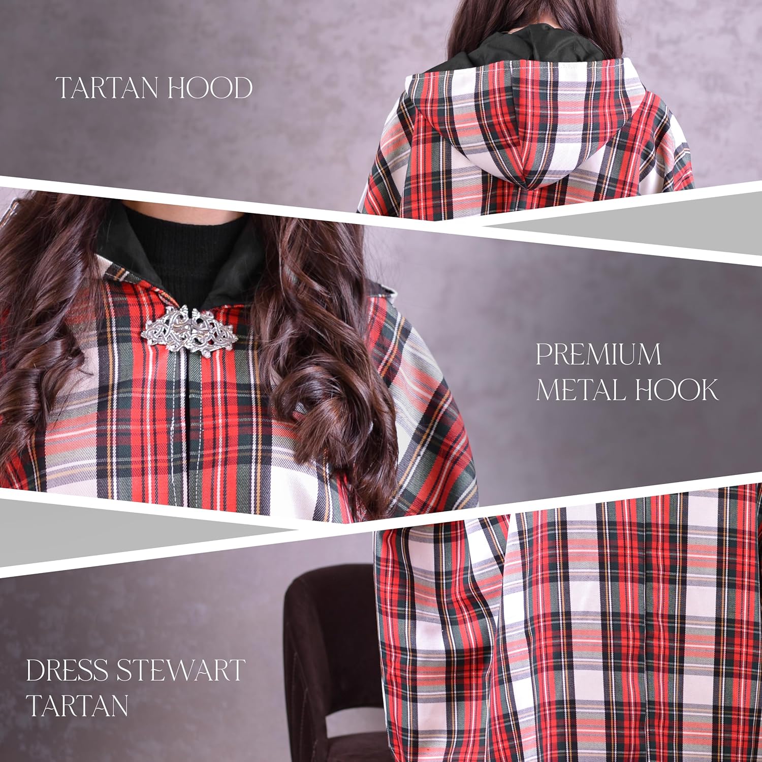 Women's Vintage Plaid Knitted Scottish Cape Traditional Cardigan - Image 5