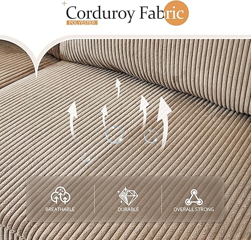 Miniatura 4 de Sofá modular convertible de 100 pulgadas, sofá en forma de L con diván reversible pequeño con tela de poliéster para sala de estar, oficina,