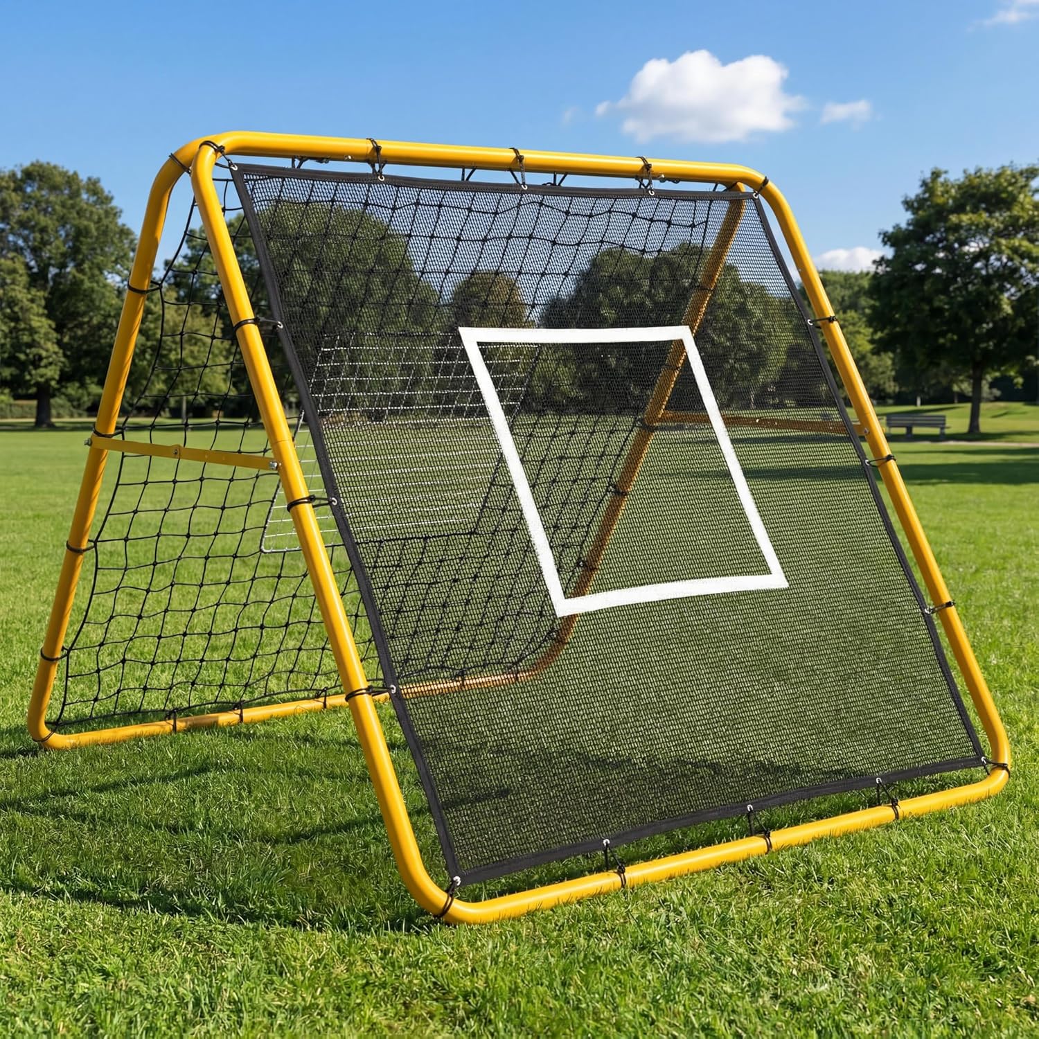 IDEALHOUSE 4x4 ft Double-Sided Soccer Rebounder, Baseball & Softball PitchBack Net, Multi-Sport Bounce Back Training Equipment with Adjustable Angle, Easy Setup