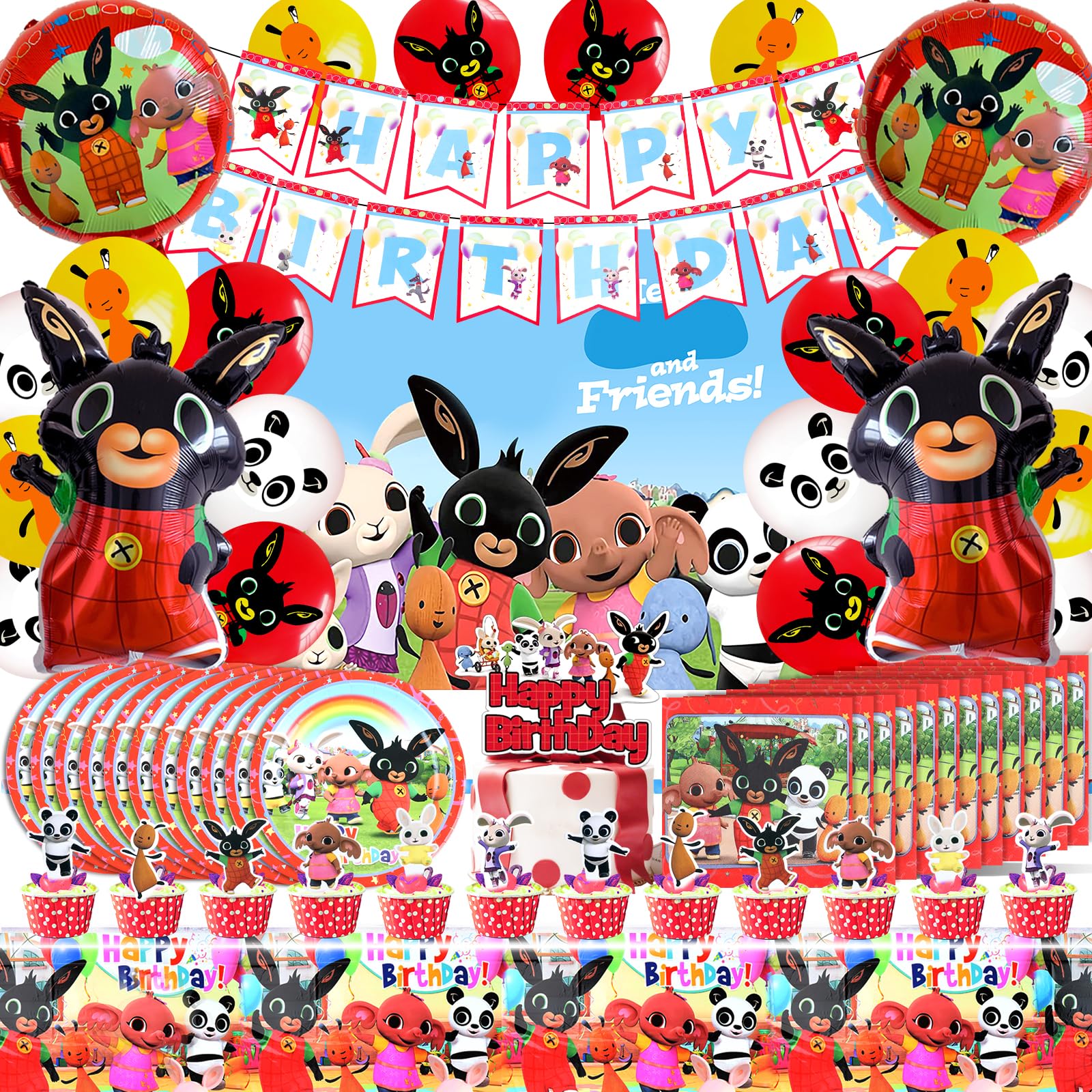 Bing Compleanno 3 Anno, Festa Tema Bunny 3, Palloncini Compleanno Bing 3 Anno, Stoviglie Per Festa Bunny, B ing Sfondo Com Pleanno, Kit Piatti Tovaglioli Com Pleanno B ing