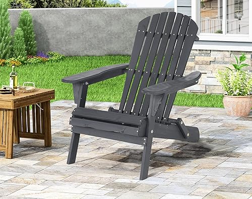 Miniatura 8 de BIQWBIC Silla plegable Adirondack, silla de césped resistente a la intemperie, sillas modernas para fogatas al aire libre, sillas para patio,