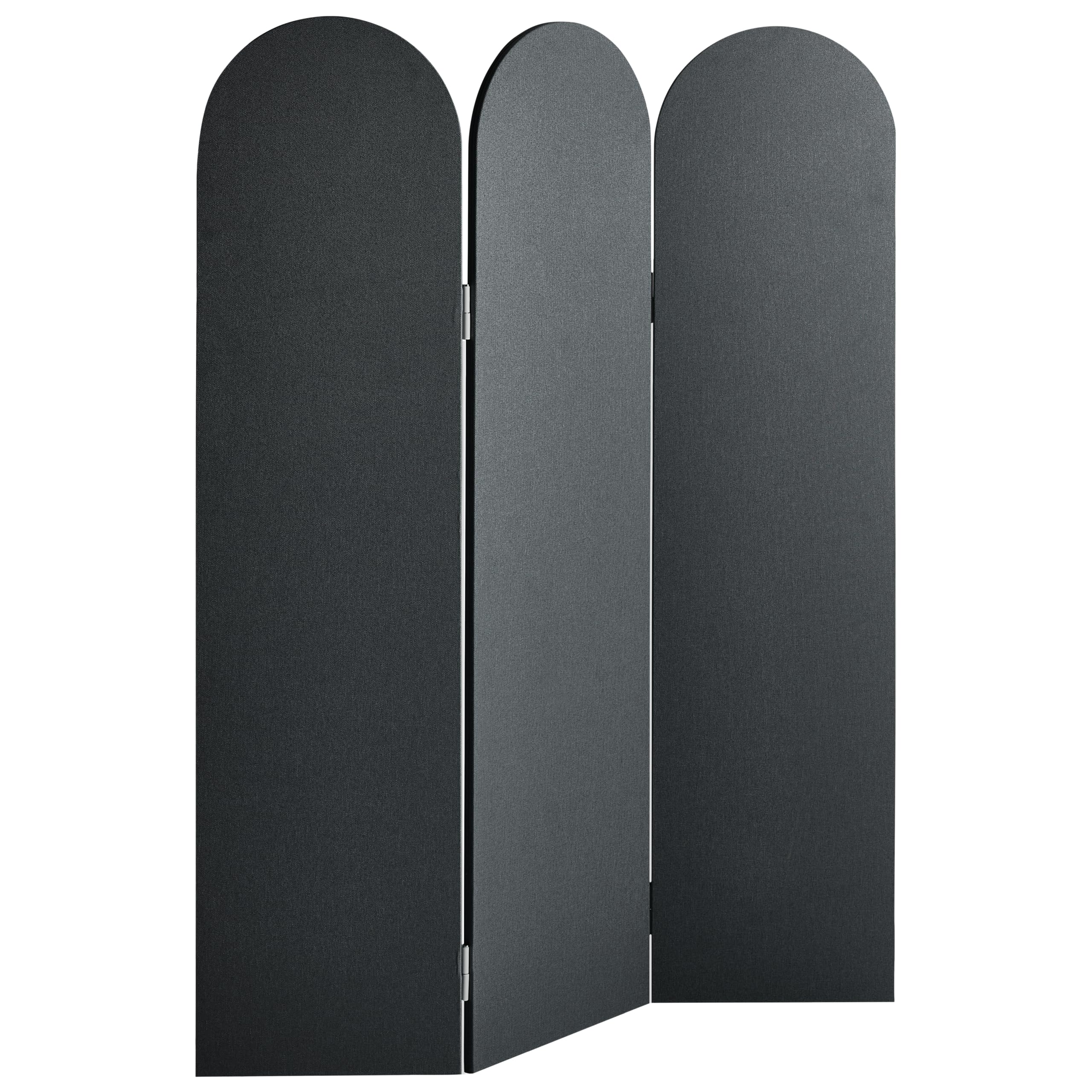 Beliani Akustik Büro Raumteiler 3-teilig 160x120 cm aus Stoff und Stahl dunkelgrau Slimmy