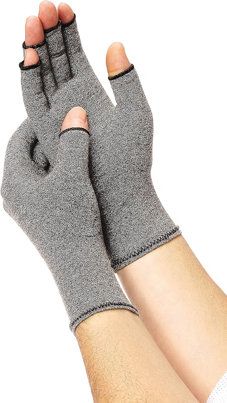 CURAD Arthritis Relief Compression Gloves, Large, Gray, 1 Pair