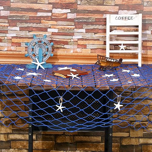 Miniatura 5 de Juego de adornos de 21 piezas de estrellas de mar, decoración de pared de mar, red de mar, decoración náutica para manualidades, playa, boda, fiesta