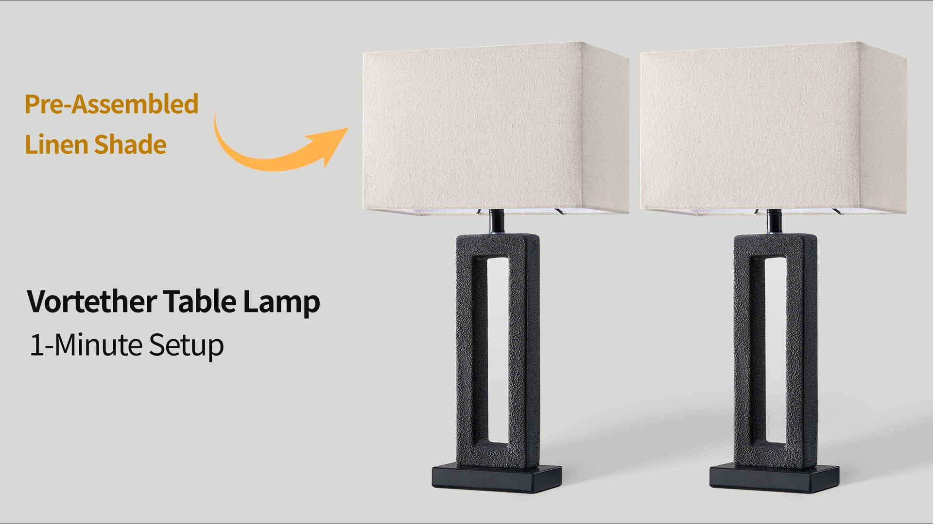 Image of 22 inch Matte Black Textured Ceramic Table Lamps Set of 2, Modern Bedside Lamps with Linen Shade, 5ft Cord Inline Rotary Gear Switch E26 Nightstand Lamp for Bedroom Living Room Entryway Decor