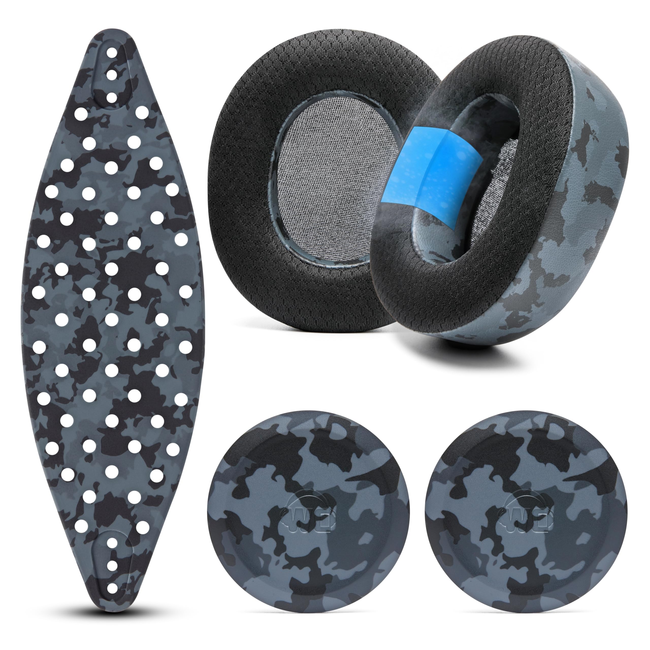 WC Modkit V2 Nova Pro Wireless, Pro Omni & Elite – Gel-Ohrpolster, extra breites Kopfband & Seitenplatten für Arctis Nova Pro Wireless, Pro Omni & Elite von Wicked Cushions | Black Camo