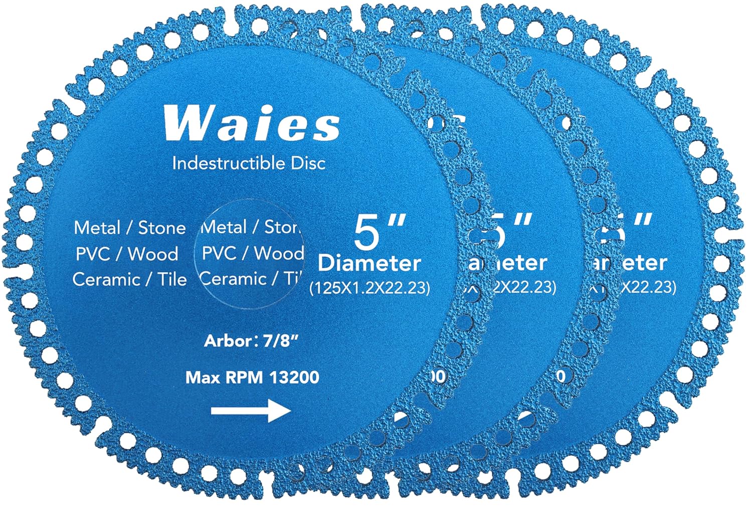 Waies 5 Inch Indestructible disc for Angle Grinders, All Purpose Metal