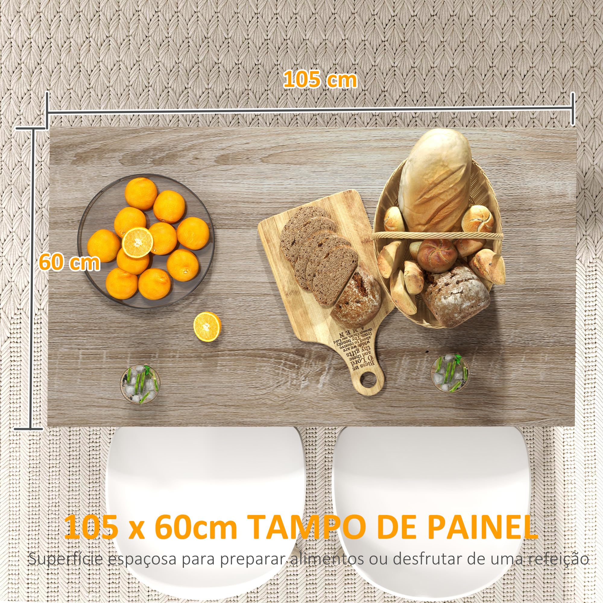 HOMCOM Isla de Cocina Mueble de Cocina con Estantes Ajustables 2 Estantes Abiertos y 2 Puertas Estilo Moderno Carga 100 kg 105x60x82 cm Negro y Roble