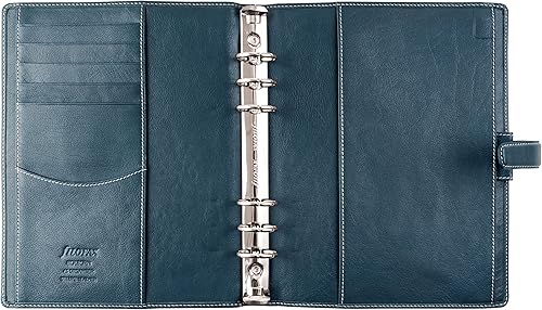 Miniatura 3 de Filofax Holborn - Organizador tamaño A5, azul - Cuero de búfalo de grano completo, seis anillos, con calendario semanal de algodón crema,