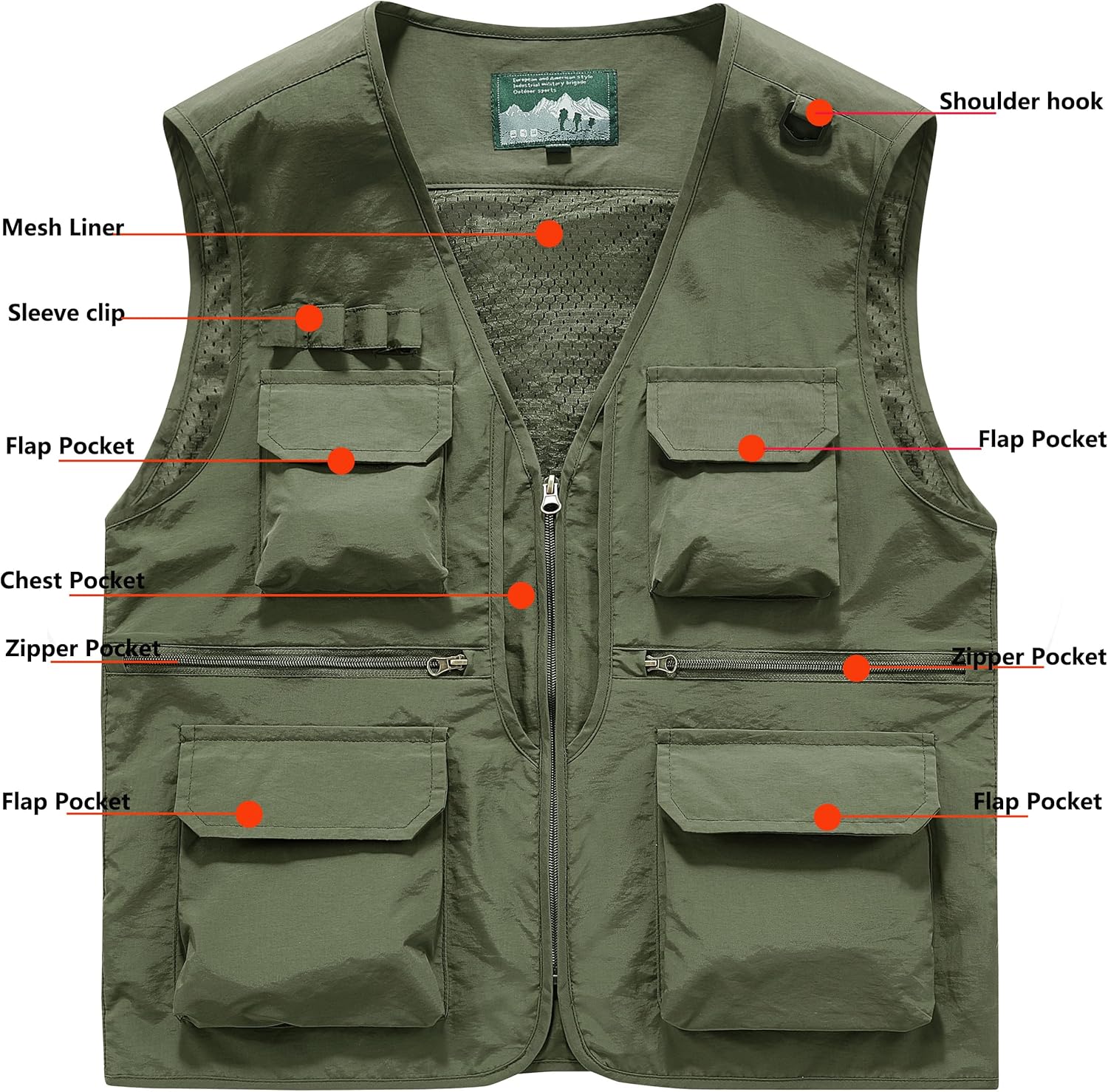 Men's Utility Fishing Cargo Vest Outdoor Lightweight Safari Travel Photo Vest Hiking Waistcoat With Multi Pockets - Image 3