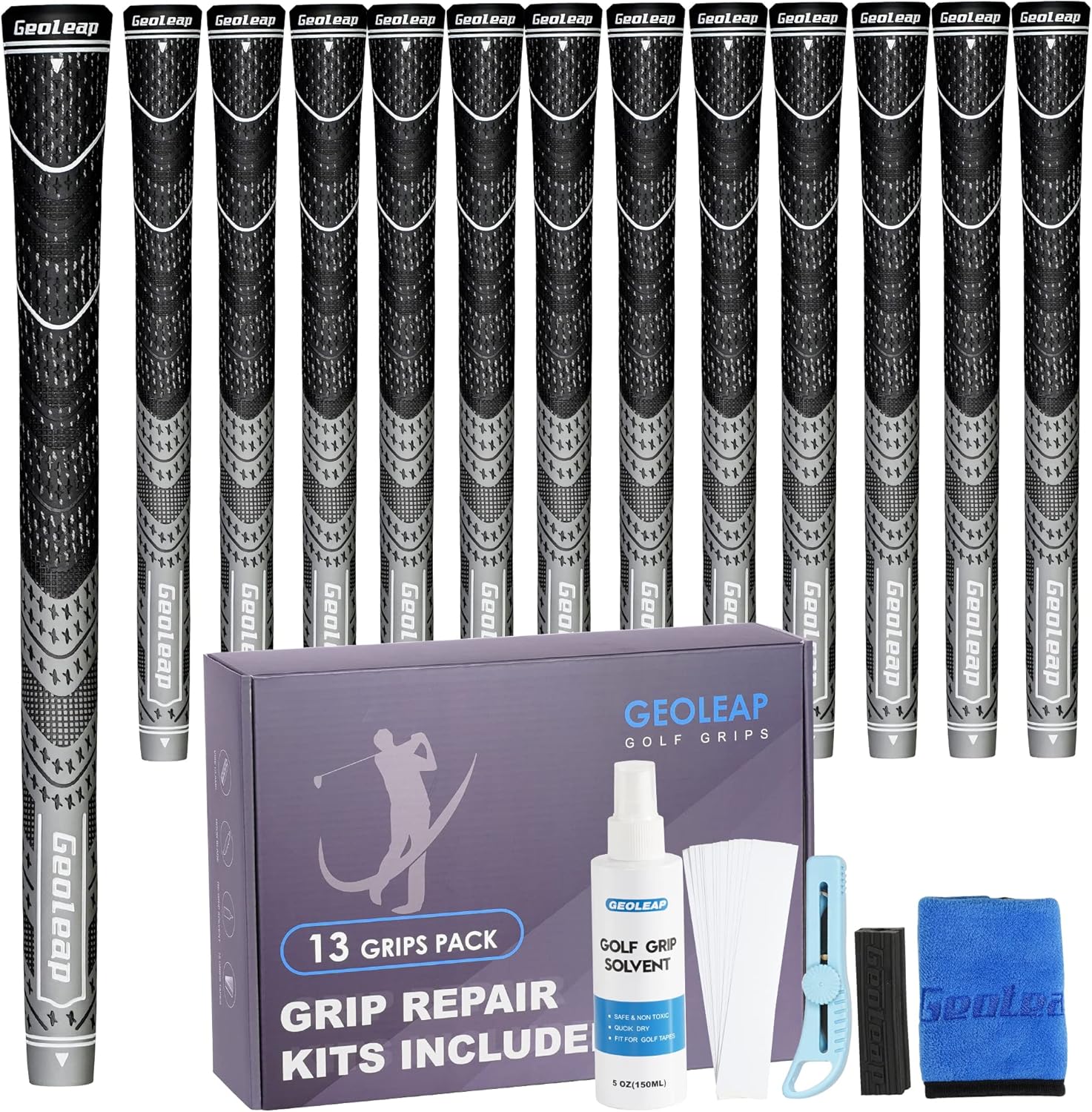 Geoleap Golf Grips Set of 13 Grips with Tapes and Grips with All